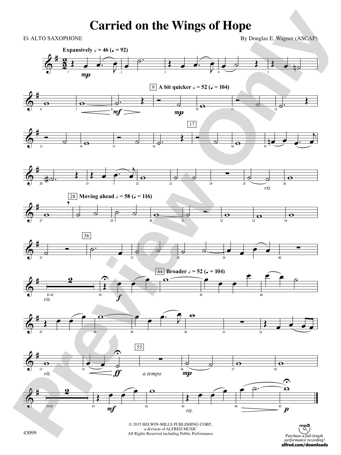 Carried on the Wings of Hope: E-flat Alto Saxophone