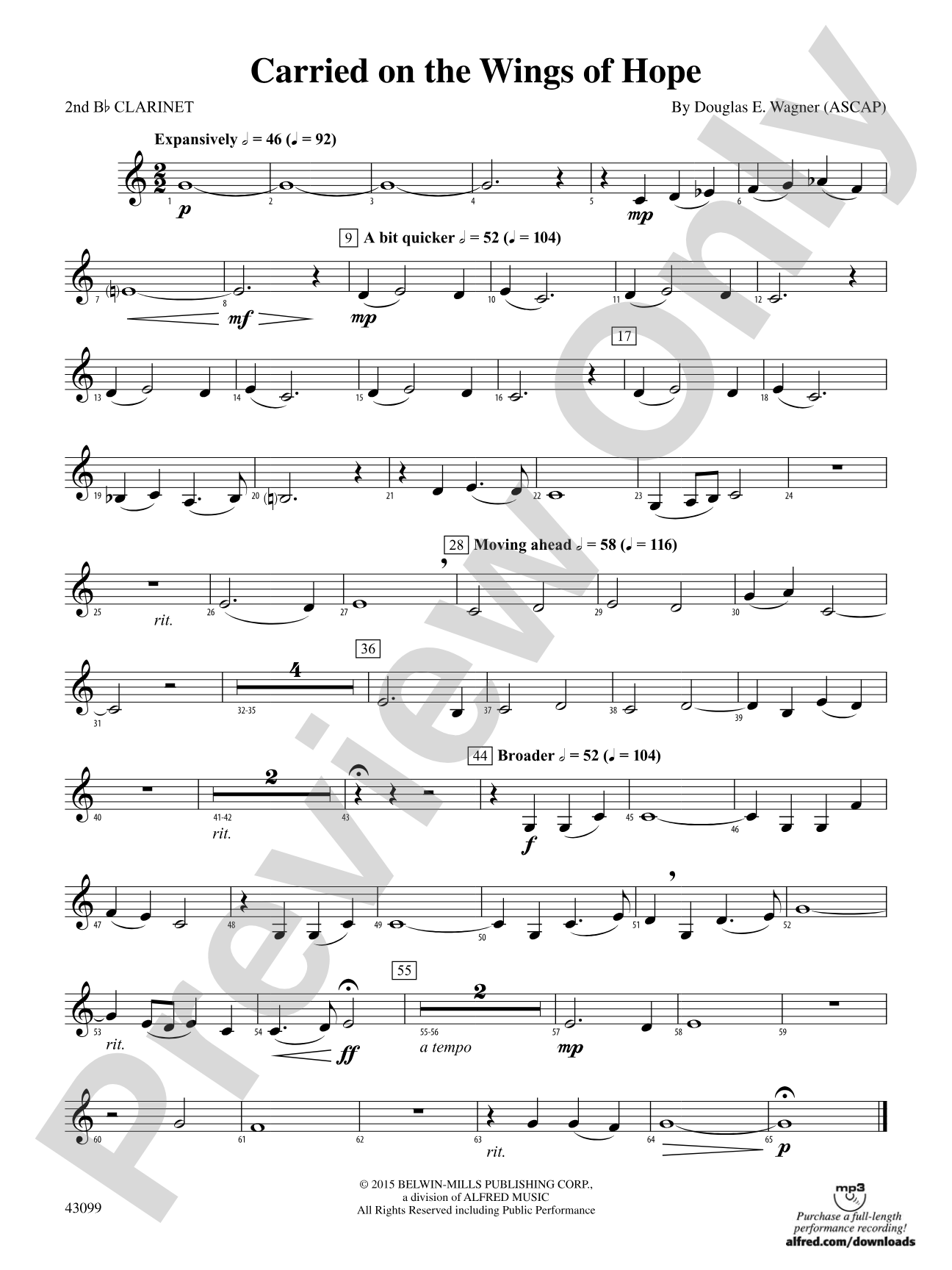 Carried on the Wings of Hope: 2nd B-flat Clarinet