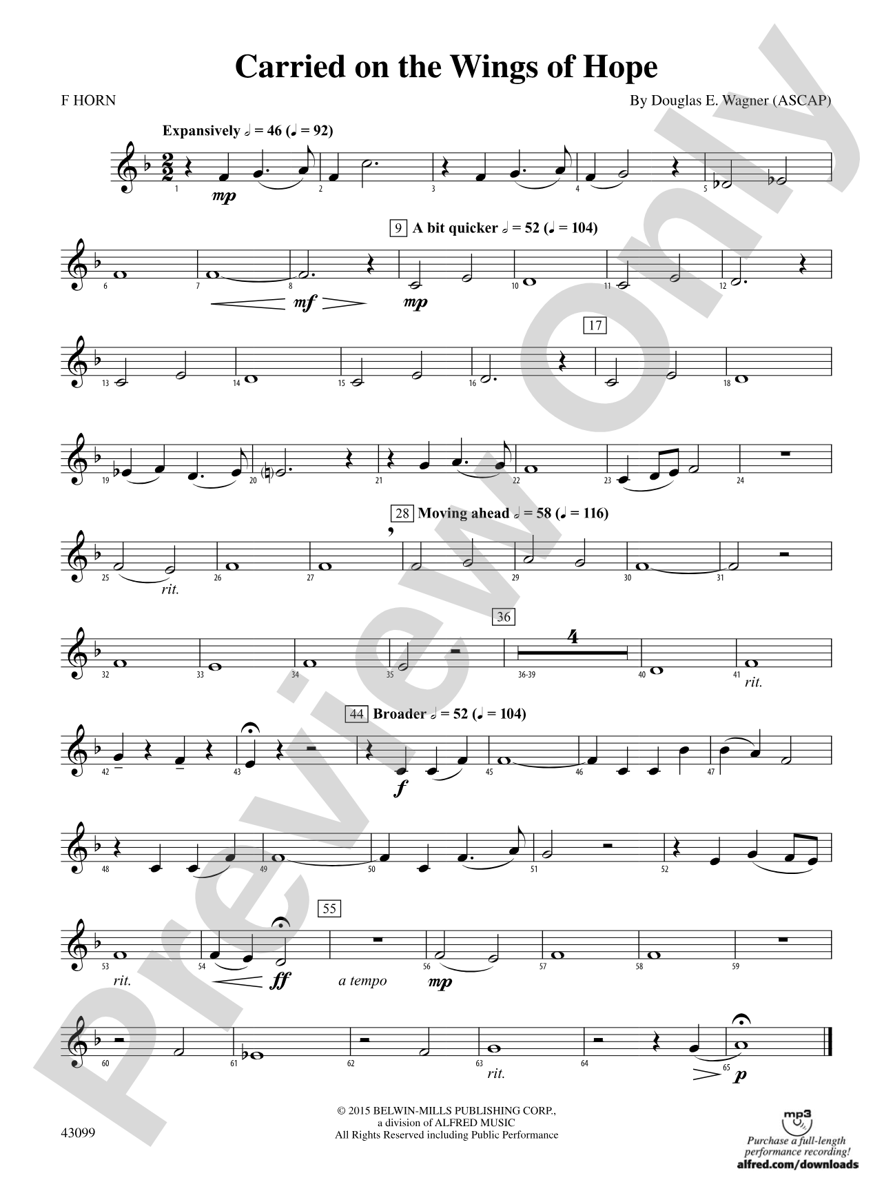 Carried on the Wings of Hope: 1st F Horn