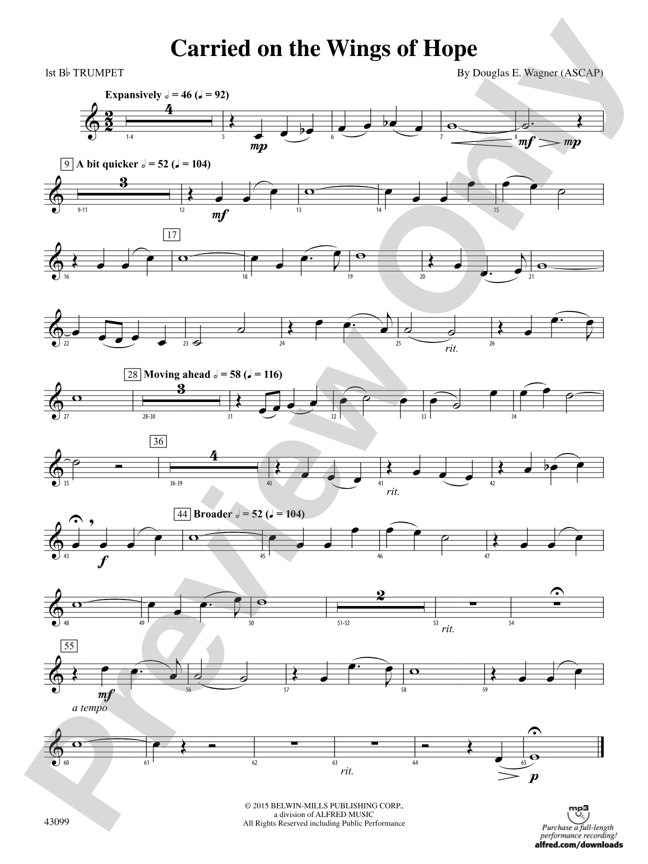 Carried on the Wings of Hope: 1st B-flat Trumpet