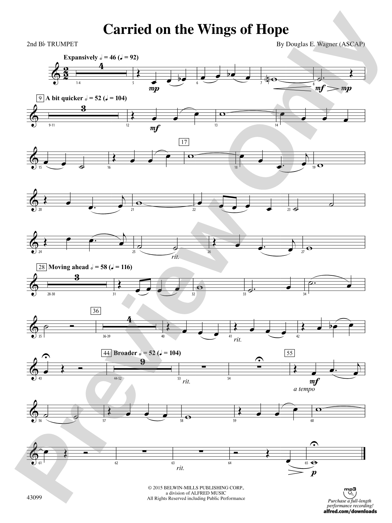 Carried on the Wings of Hope: 2nd B-flat Trumpet