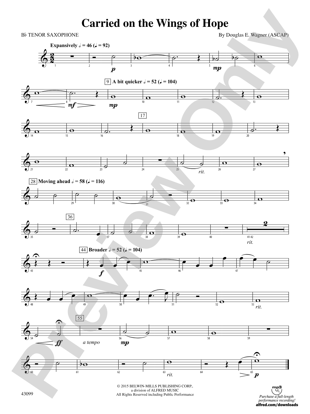 Carried on the Wings of Hope: B-flat Tenor Saxophone