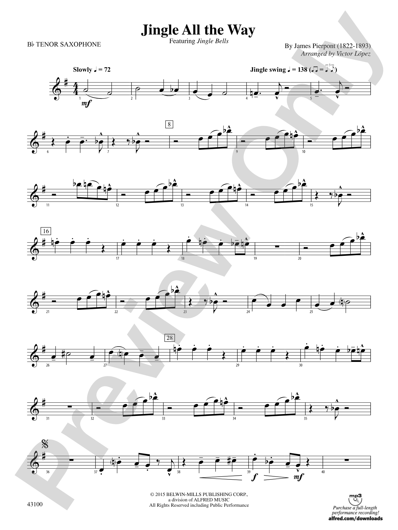 Jingle All the Way: B-flat Tenor Saxophone