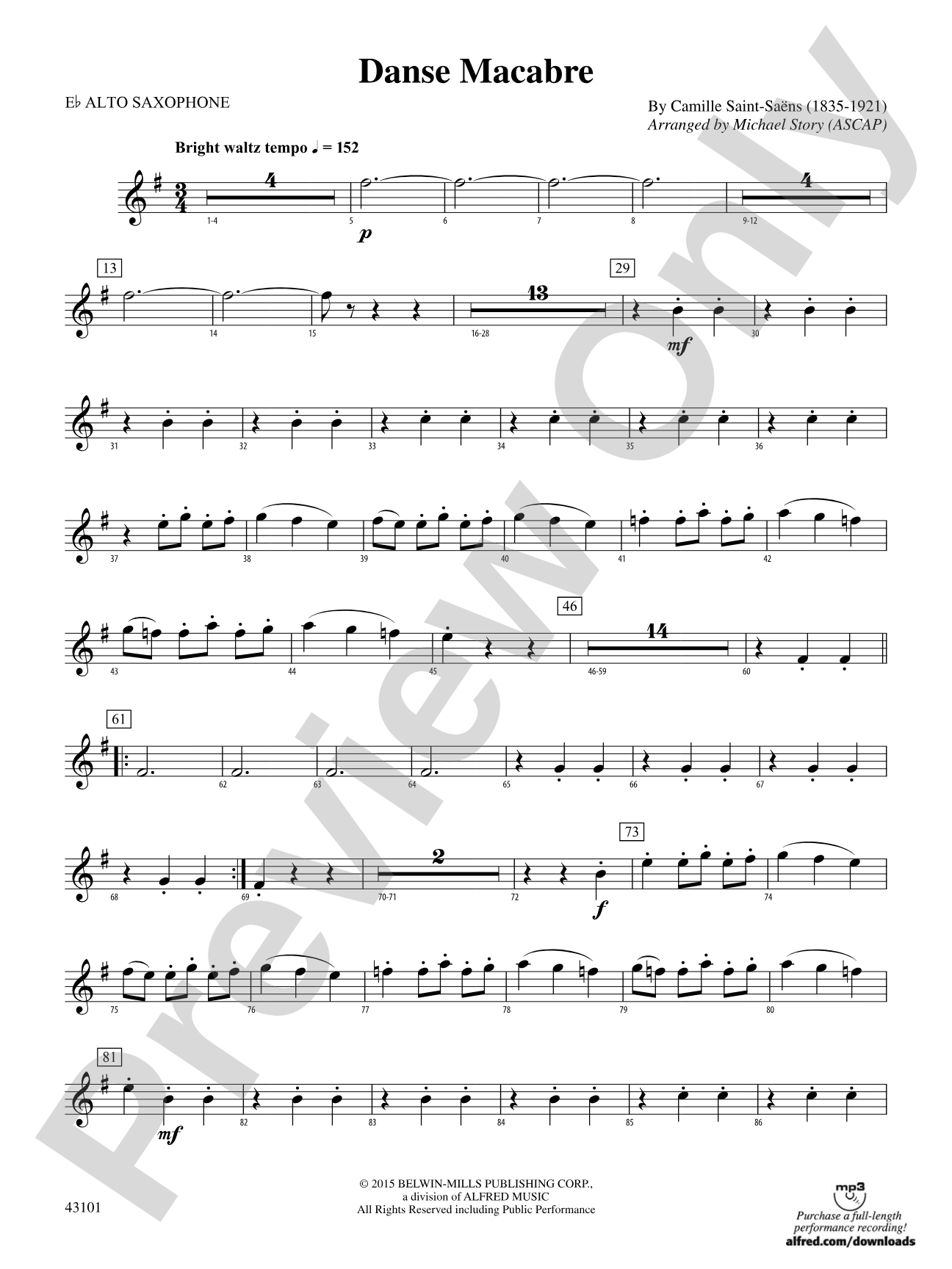 Danse Macabre: E-flat Alto Saxophone