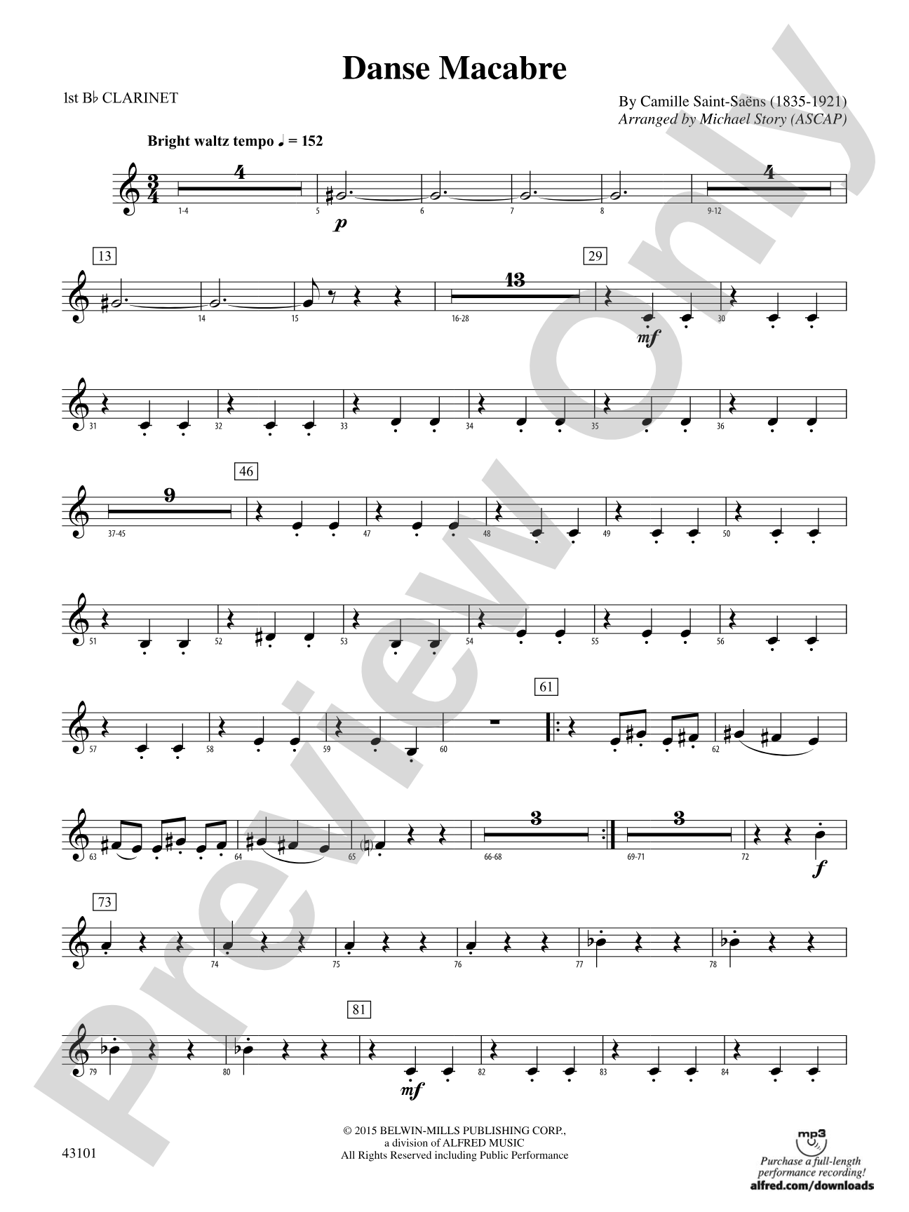 Danse Macabre: 1st B-flat Clarinet