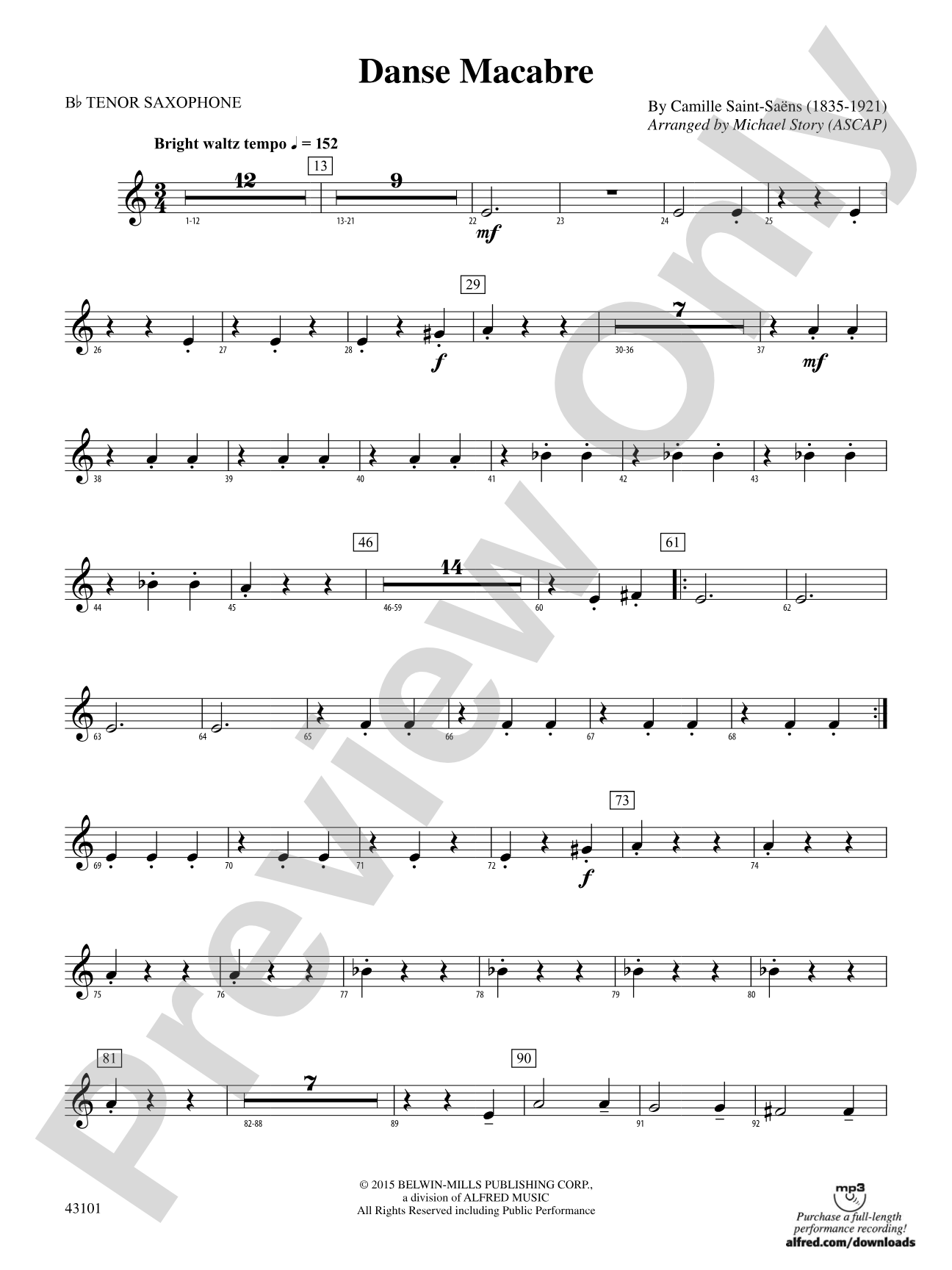 Danse Macabre: B-flat Tenor Saxophone