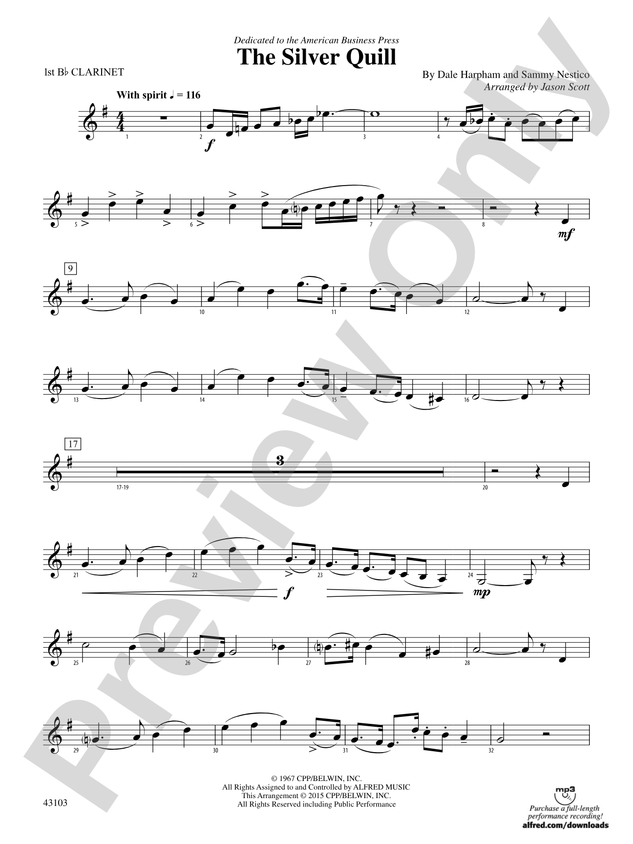 The Silver Quill: 1st B-flat Clarinet