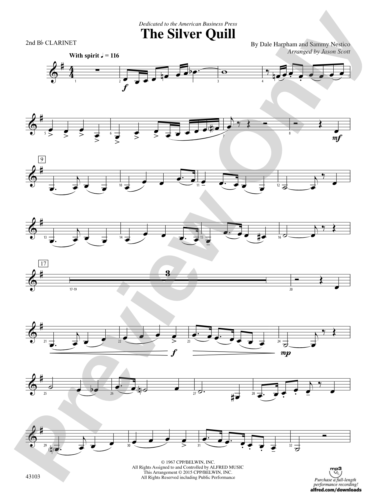 The Silver Quill: 2nd B-flat Clarinet