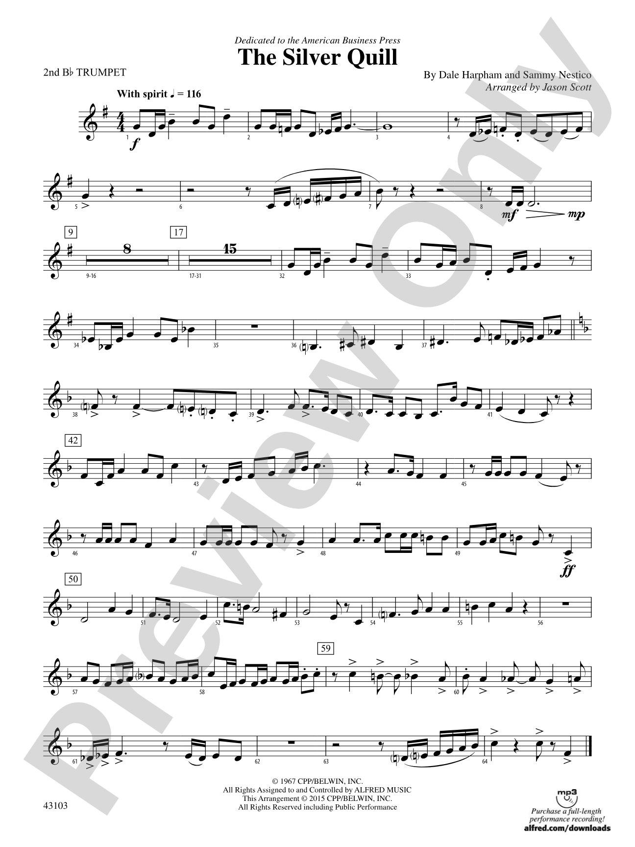The Silver Quill: 2nd B-flat Trumpet