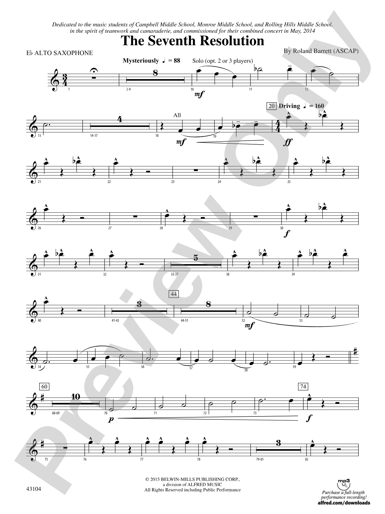 The Seventh Resolution: E-flat Alto Saxophone
