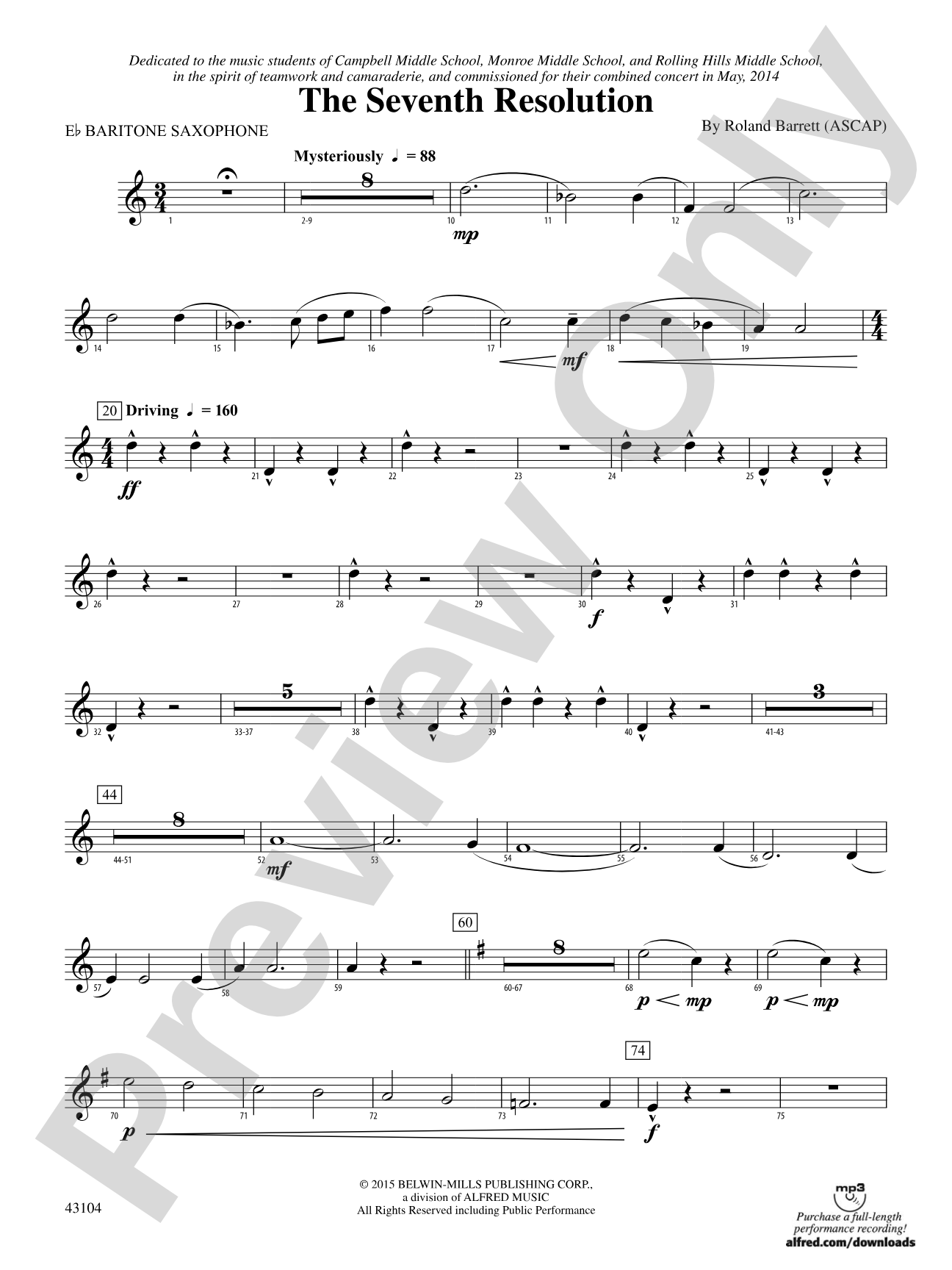 The Seventh Resolution: E-flat Baritone Saxophone