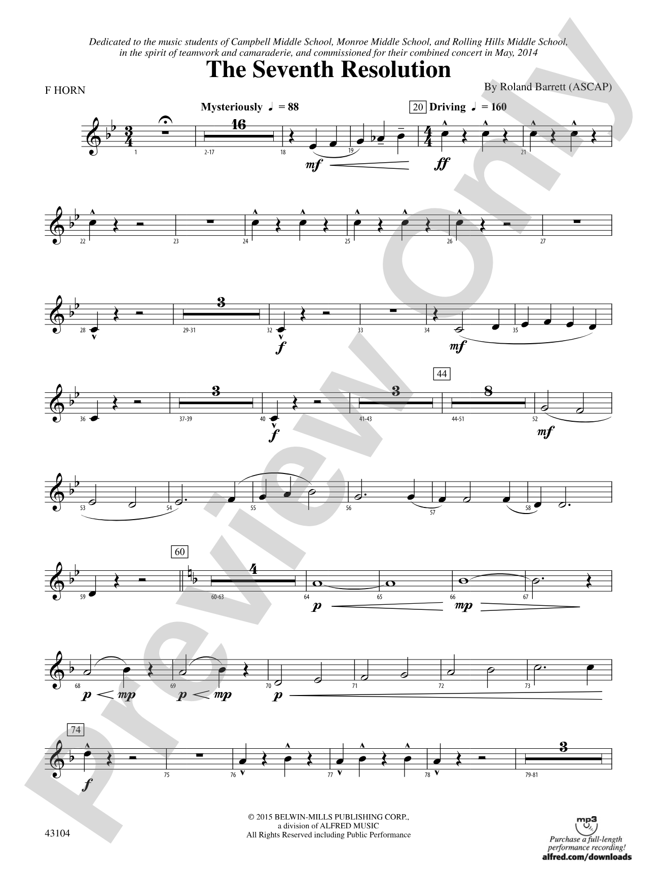 The Seventh Resolution: 1st F Horn