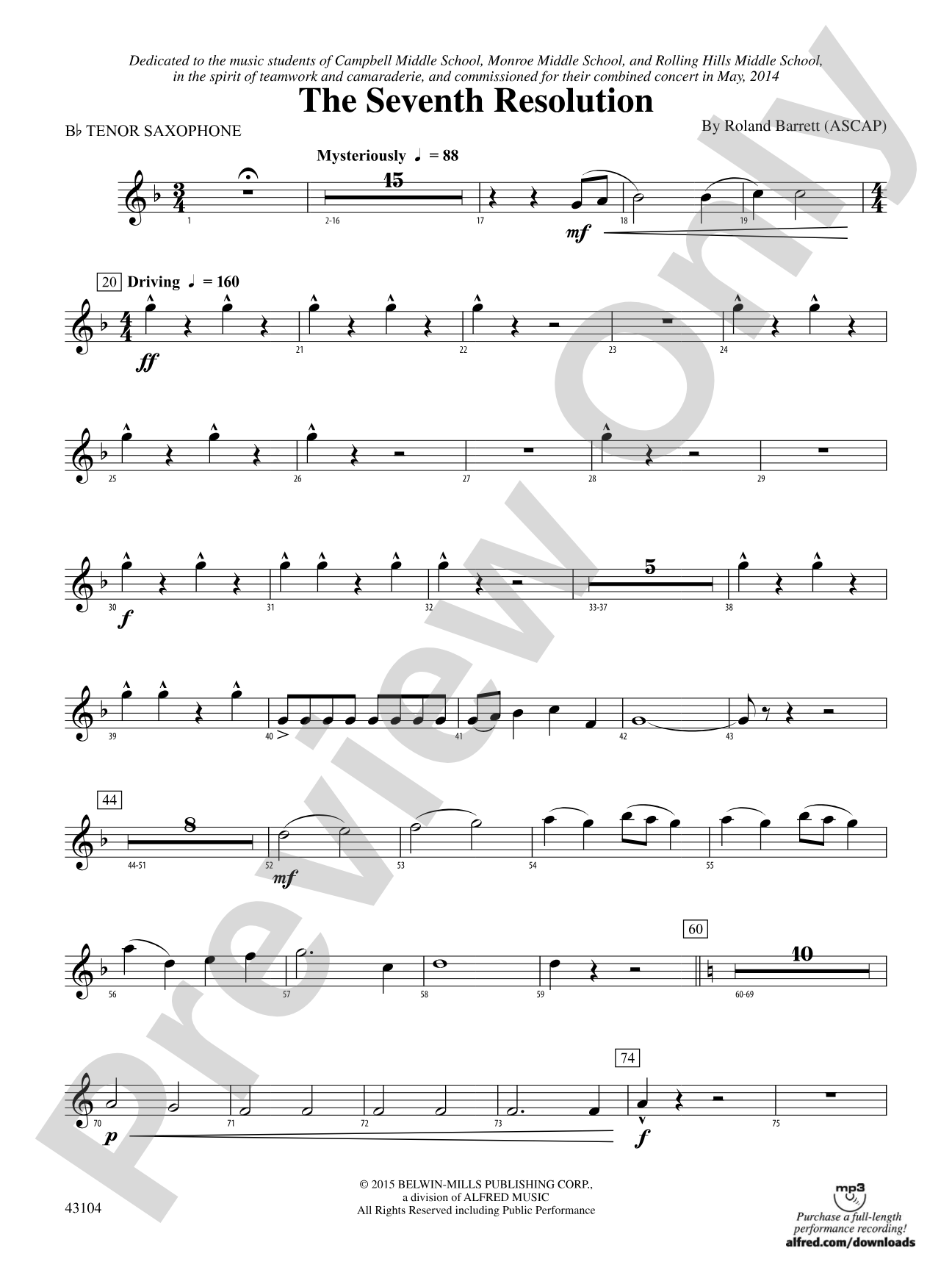 The Seventh Resolution: B-flat Tenor Saxophone
