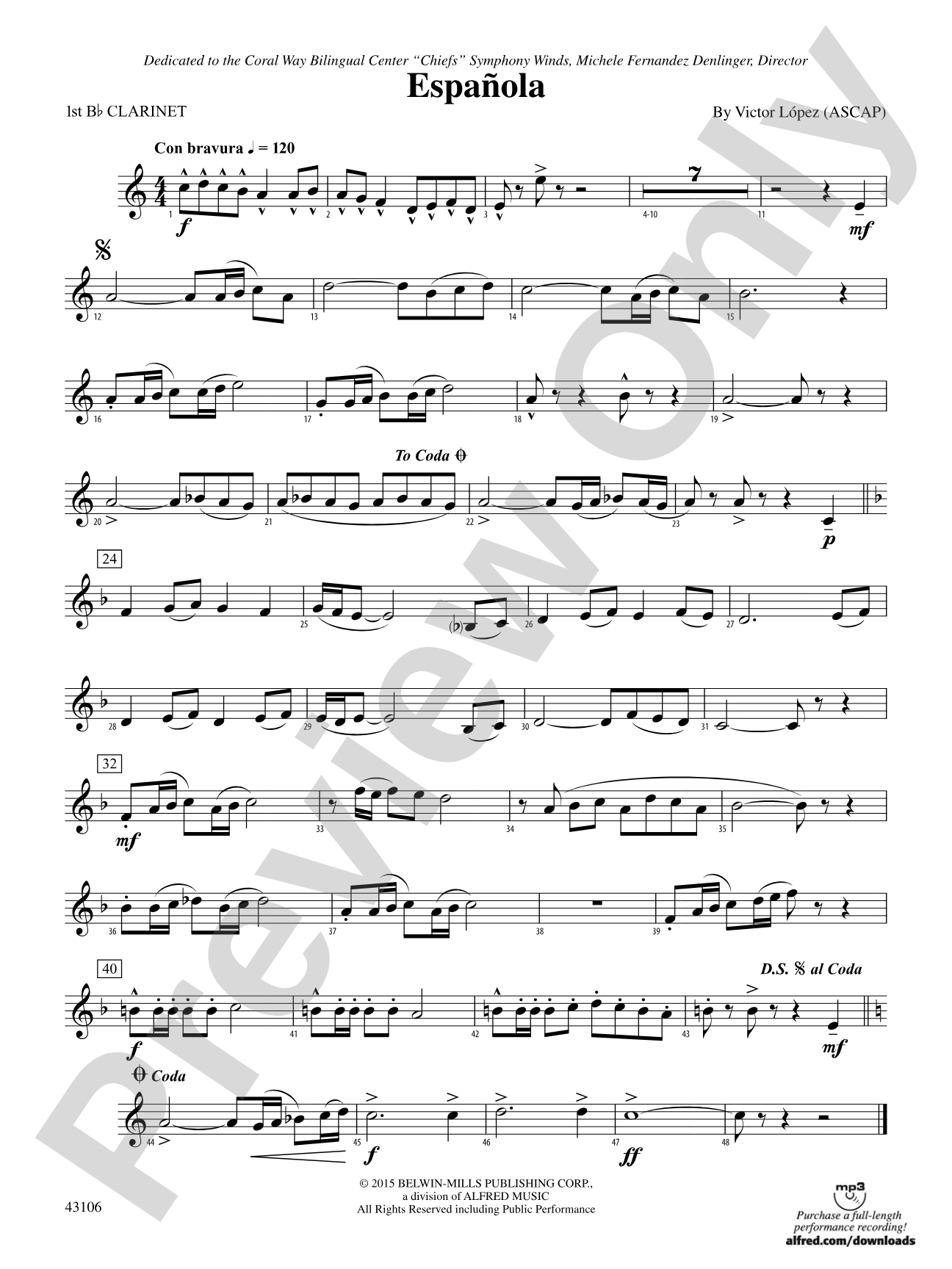 Española: 1st B-flat Clarinet