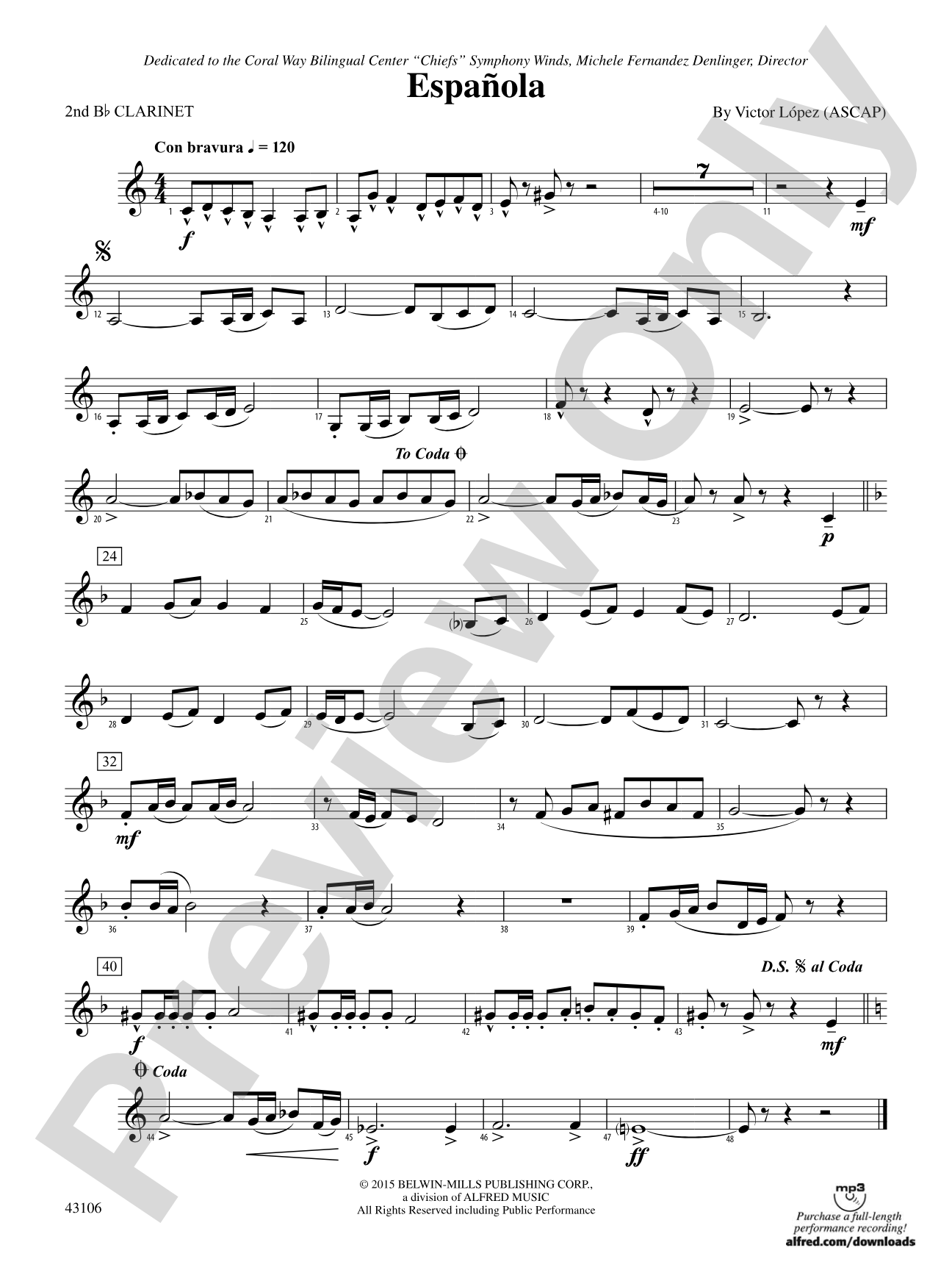 Española: 2nd B-flat Clarinet