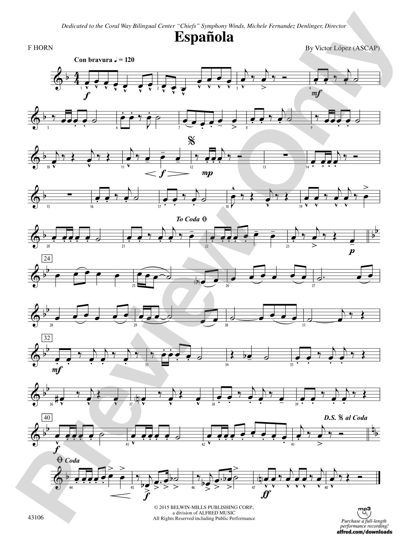Española: 1st F Horn