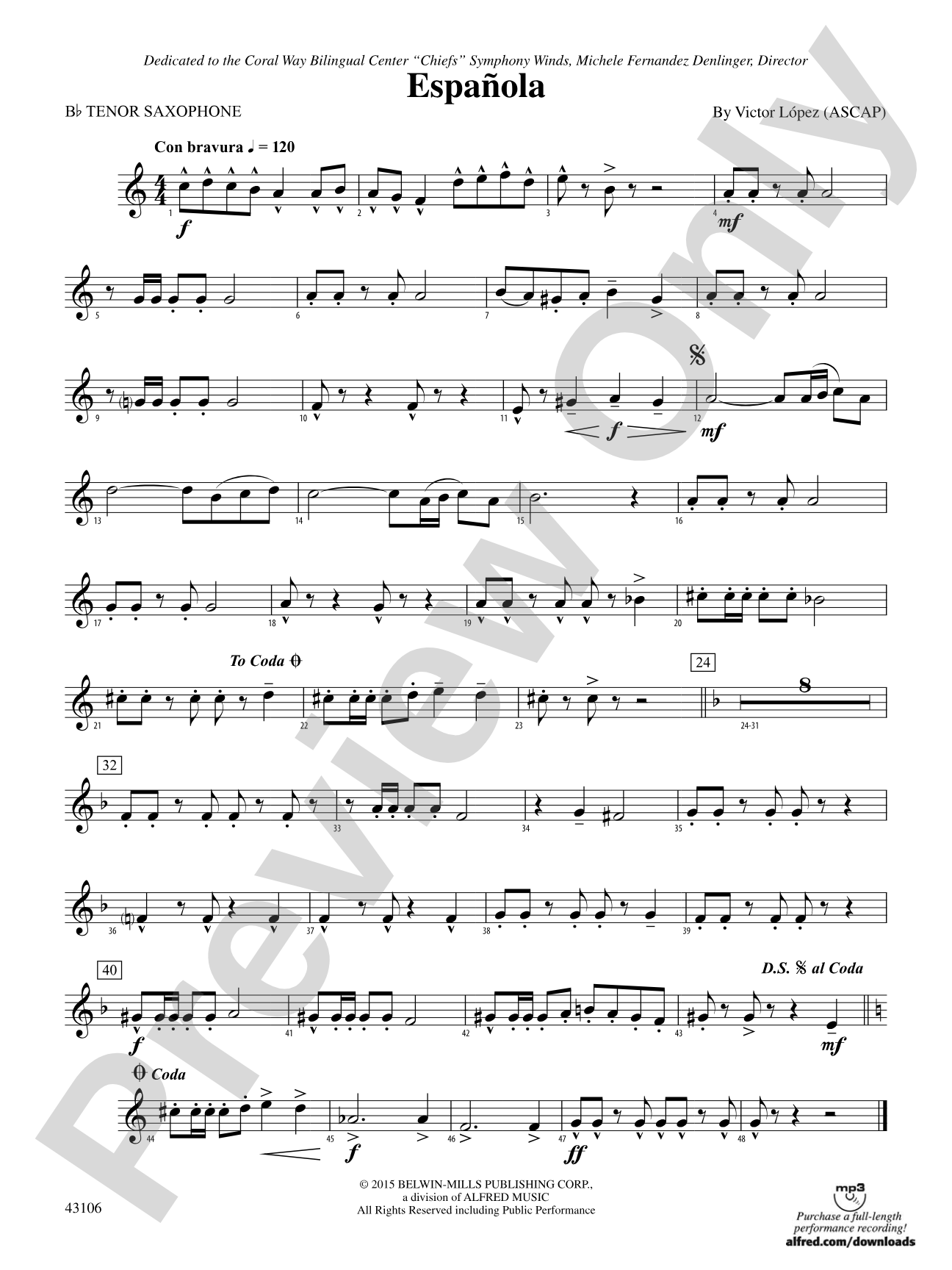 Española: B-flat Tenor Saxophone