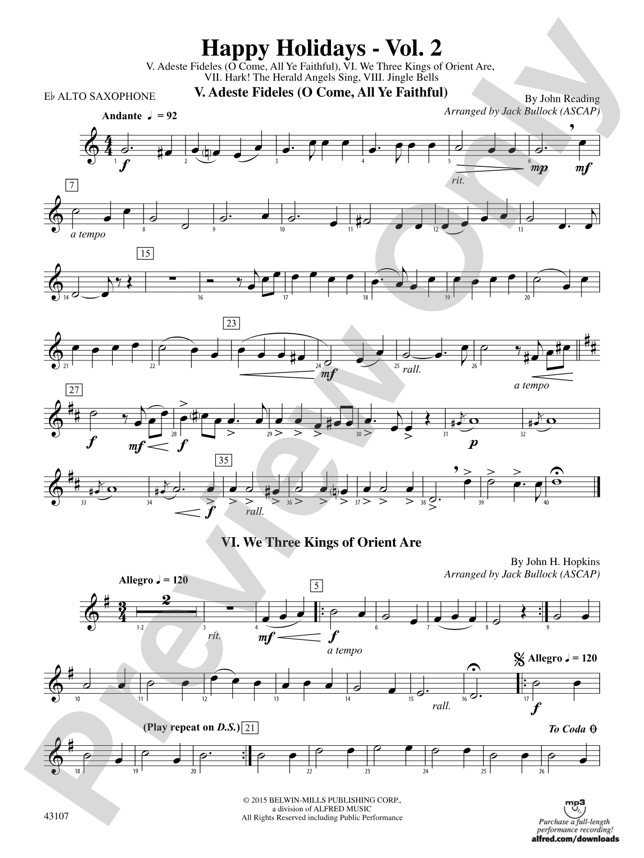 Happy Holidays---Vol. 2: E-flat Alto Saxophone