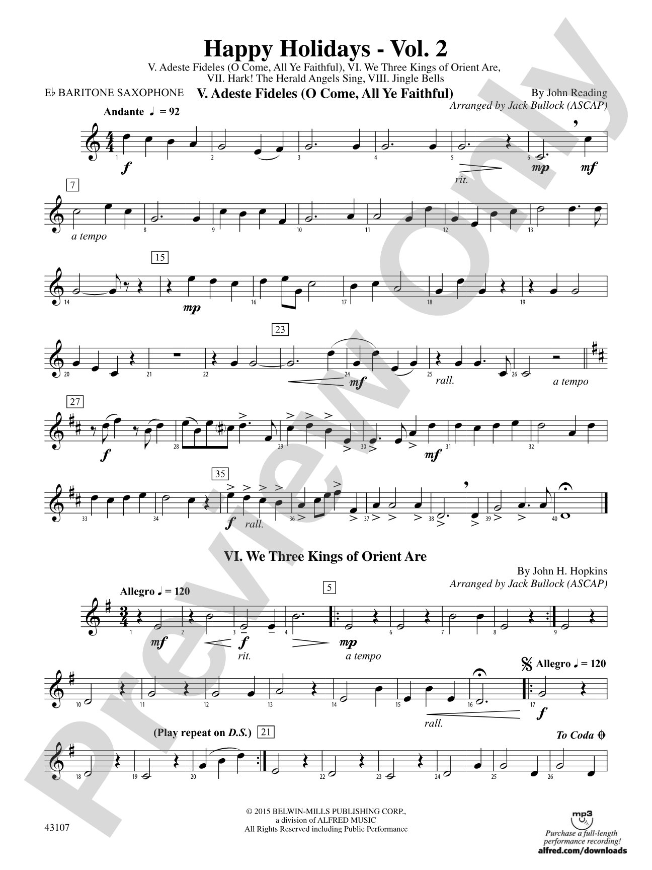 Happy Holidays---Vol. 2: E-flat Baritone Saxophone