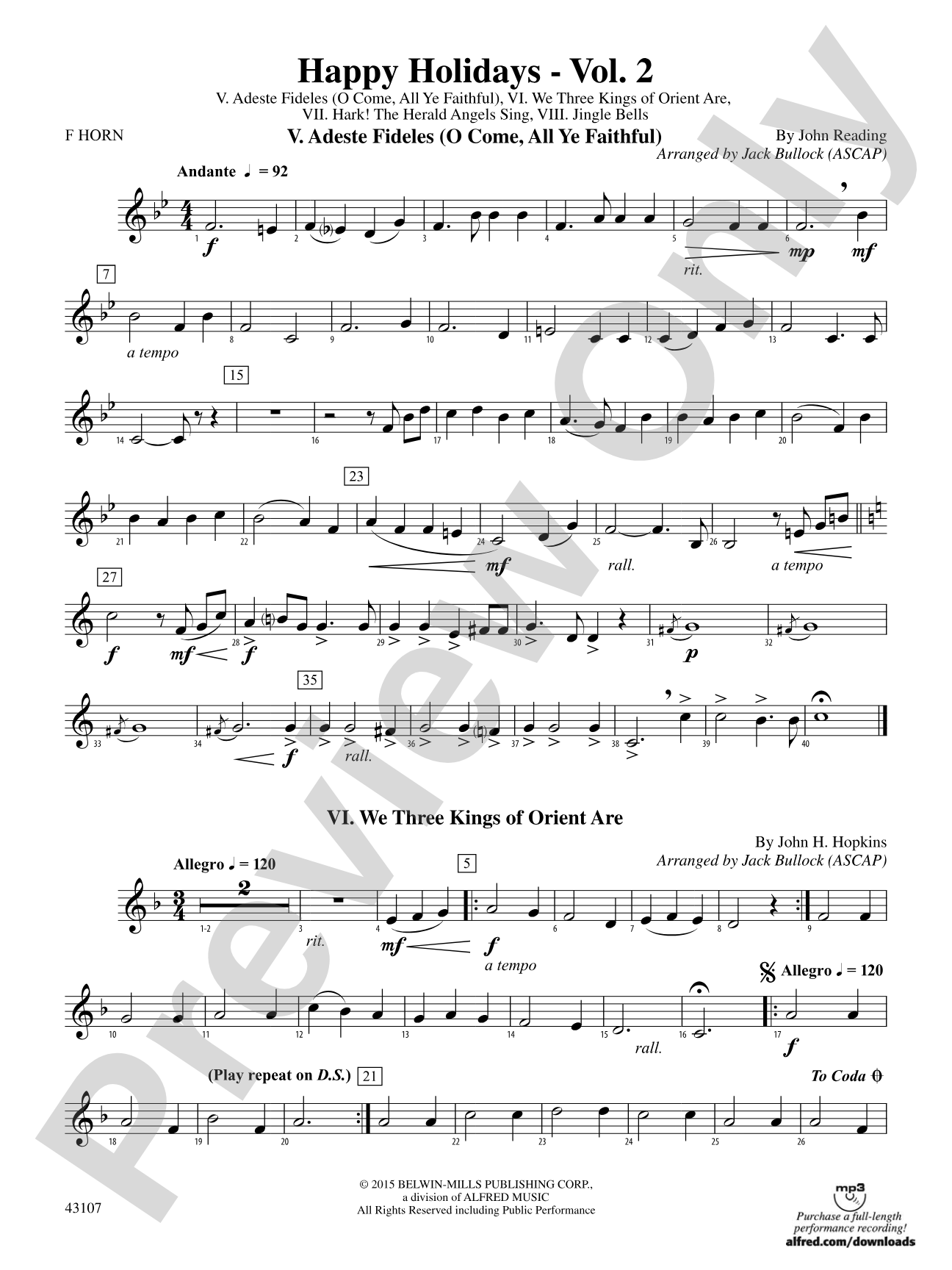 Happy Holidays---Vol. 2: 1st F Horn