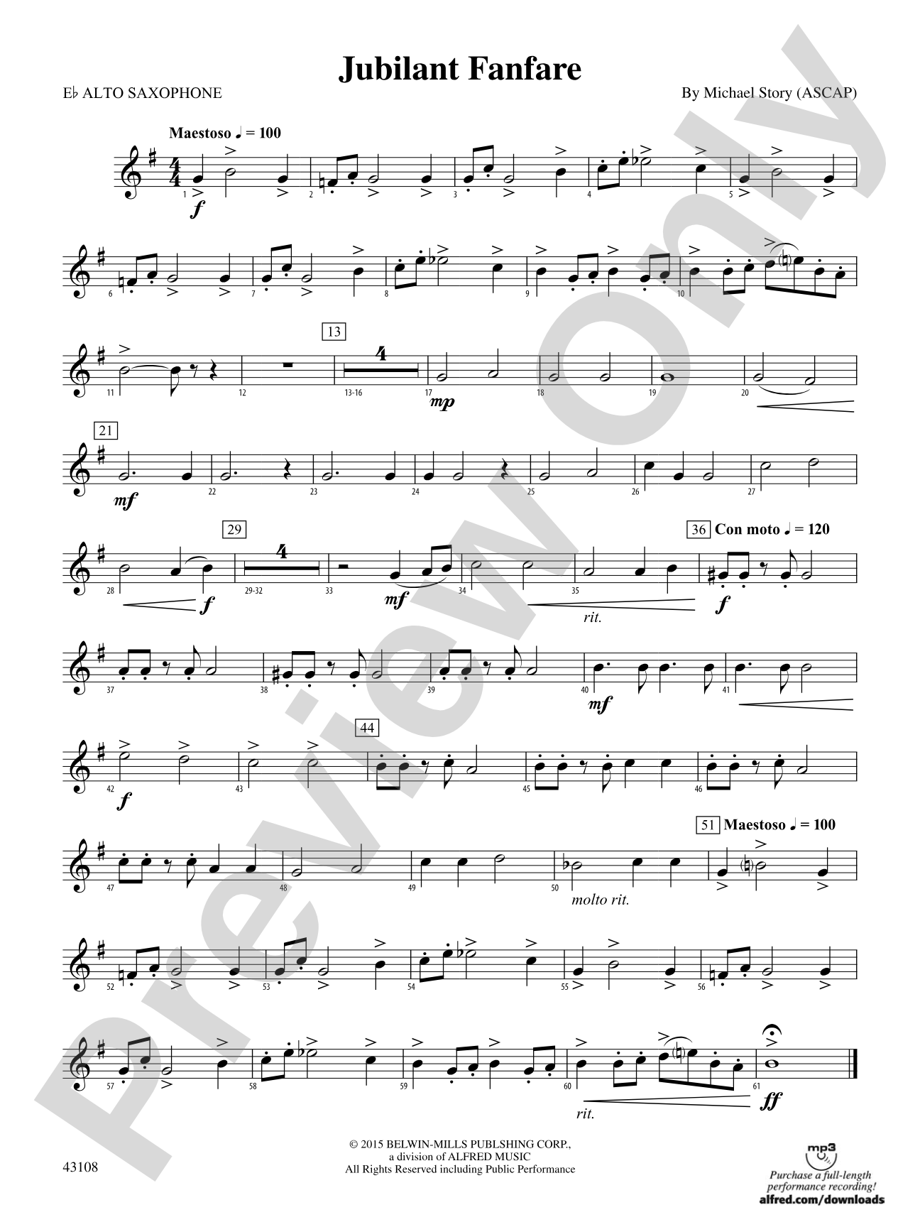 Jubilant Fanfare: E-flat Alto Saxophone