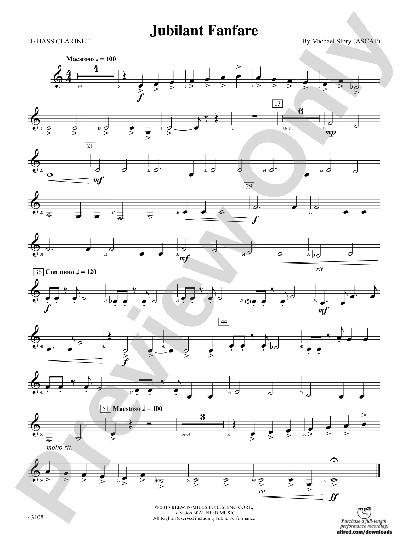 Jubilant Fanfare: B-flat Bass Clarinet