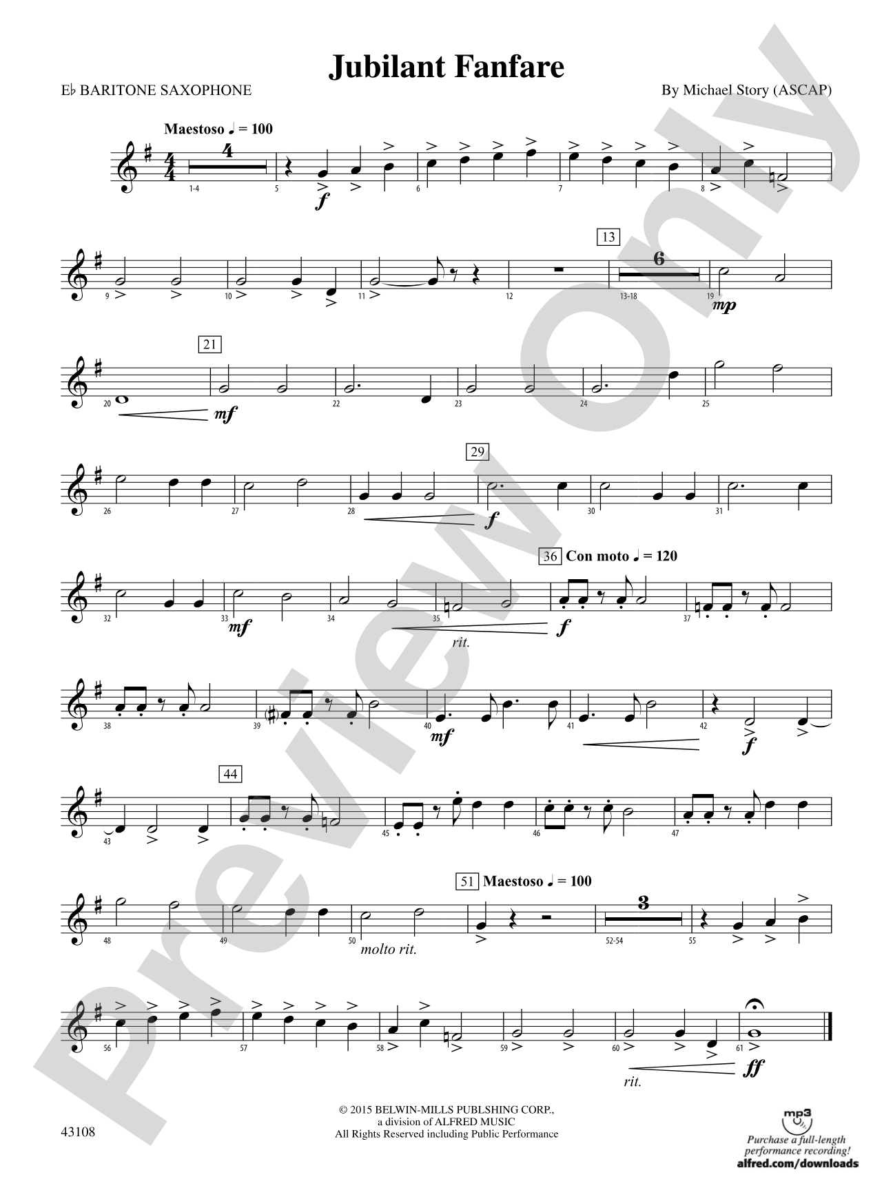 Jubilant Fanfare: E-flat Baritone Saxophone