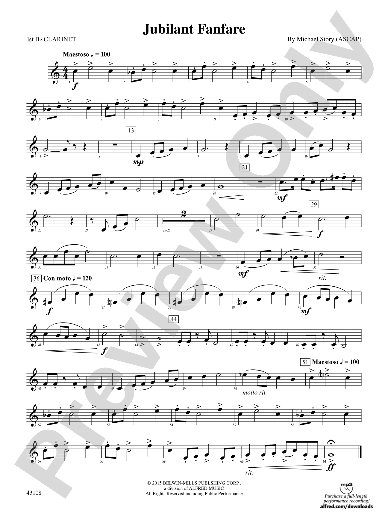 Jubilant Fanfare: 1st B-flat Clarinet