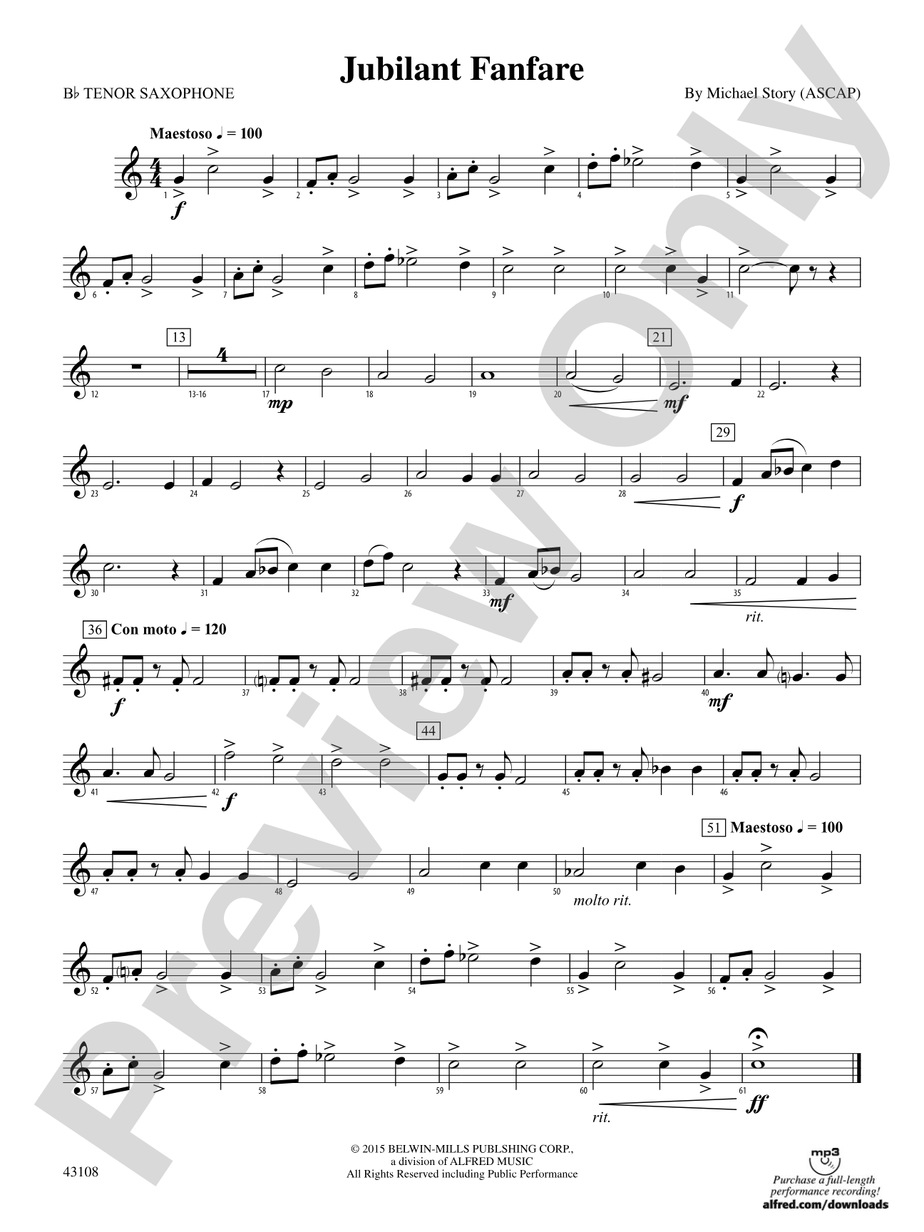 Jubilant Fanfare: B-flat Tenor Saxophone
