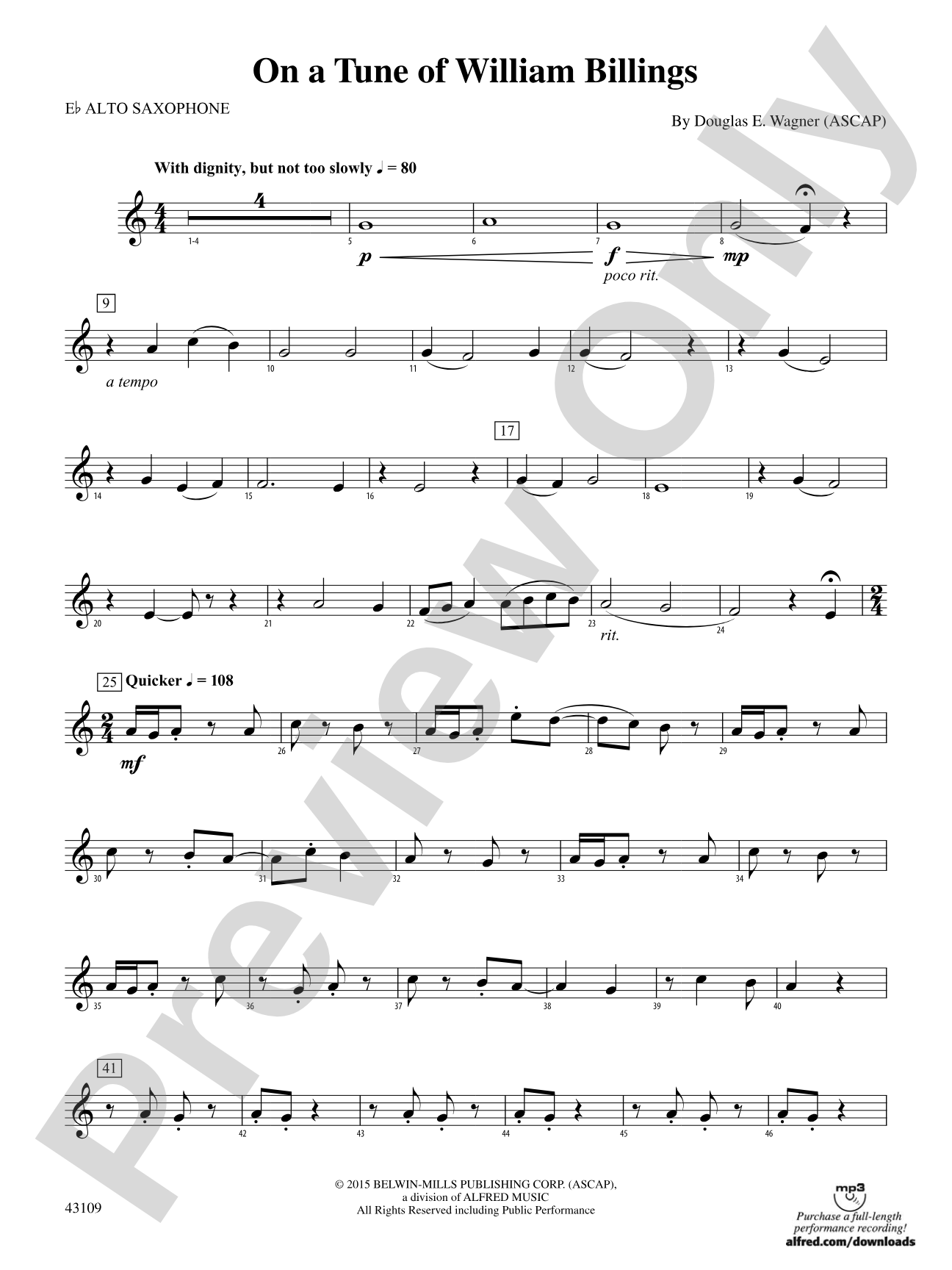 On a Tune of William Billings: E-flat Alto Saxophone