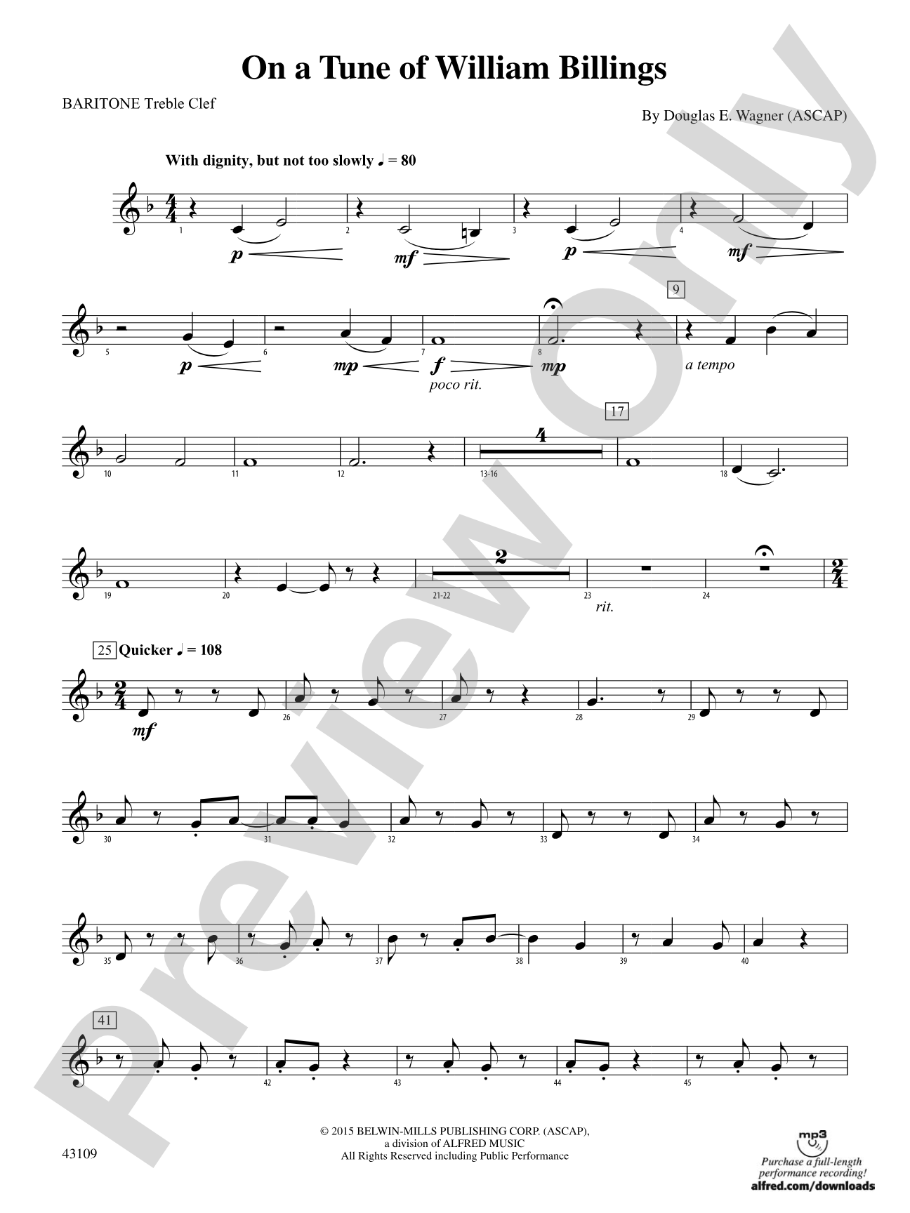 On a Tune of William Billings: Baritone T.C.