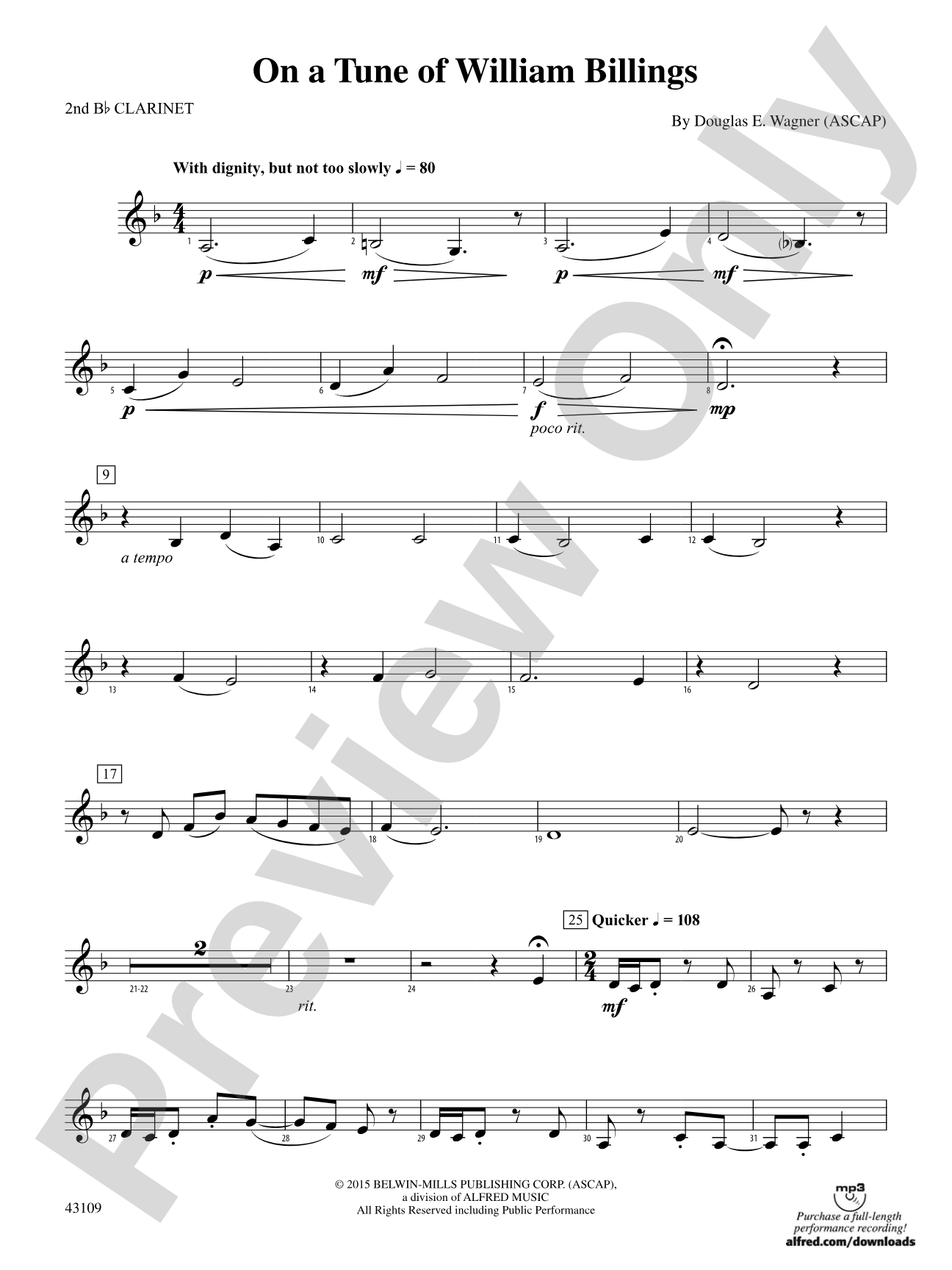 On a Tune of William Billings: 2nd B-flat Clarinet