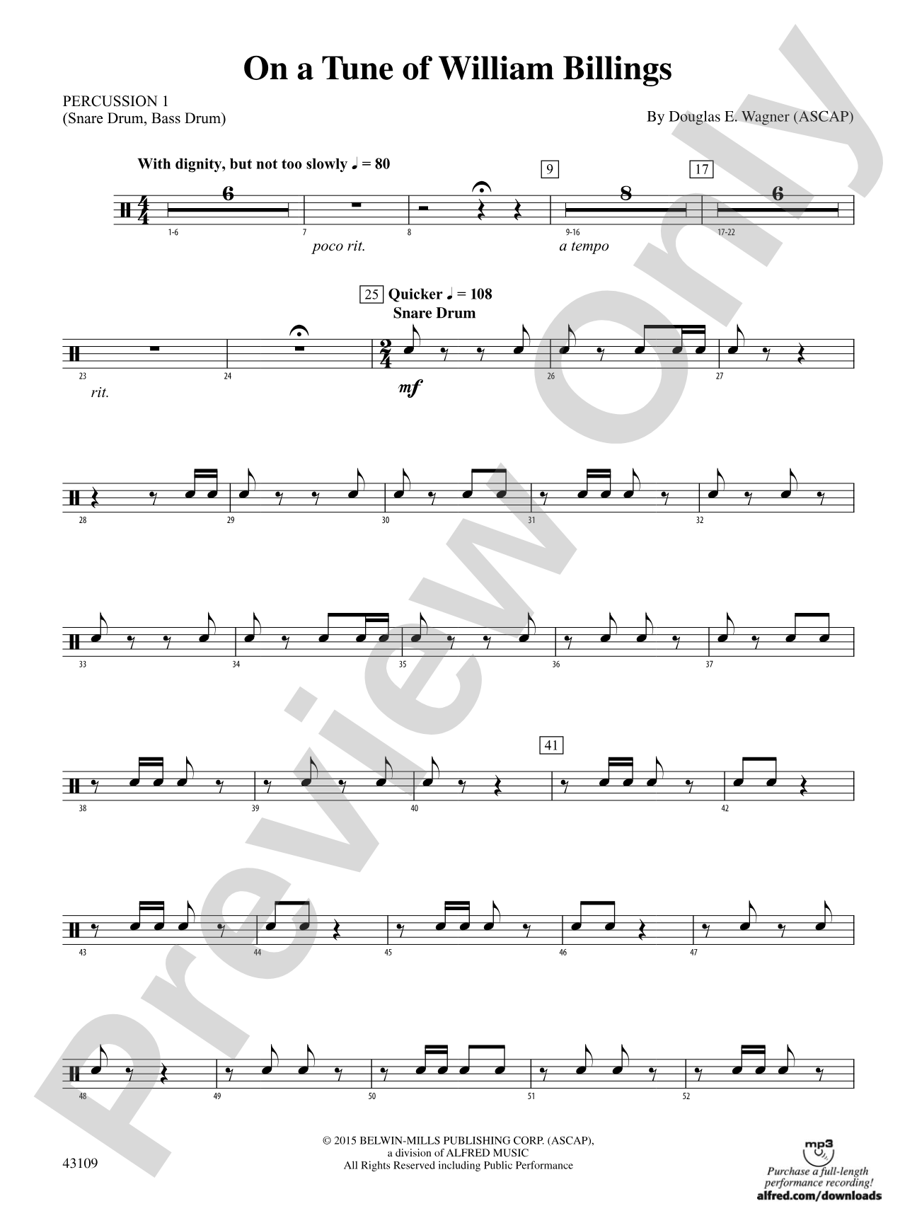 On a Tune of William Billings: 1st Percussion