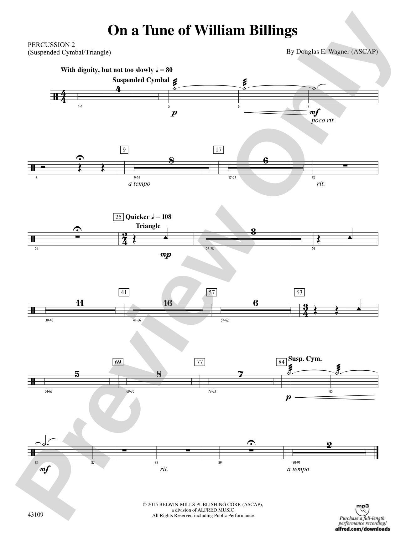 On a Tune of William Billings: 2nd Percussion