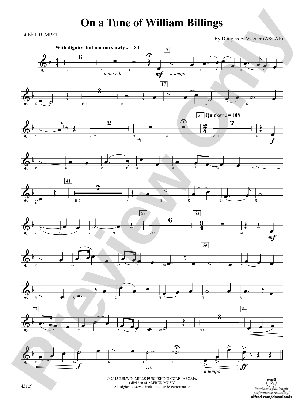 On a Tune of William Billings: 1st B-flat Trumpet