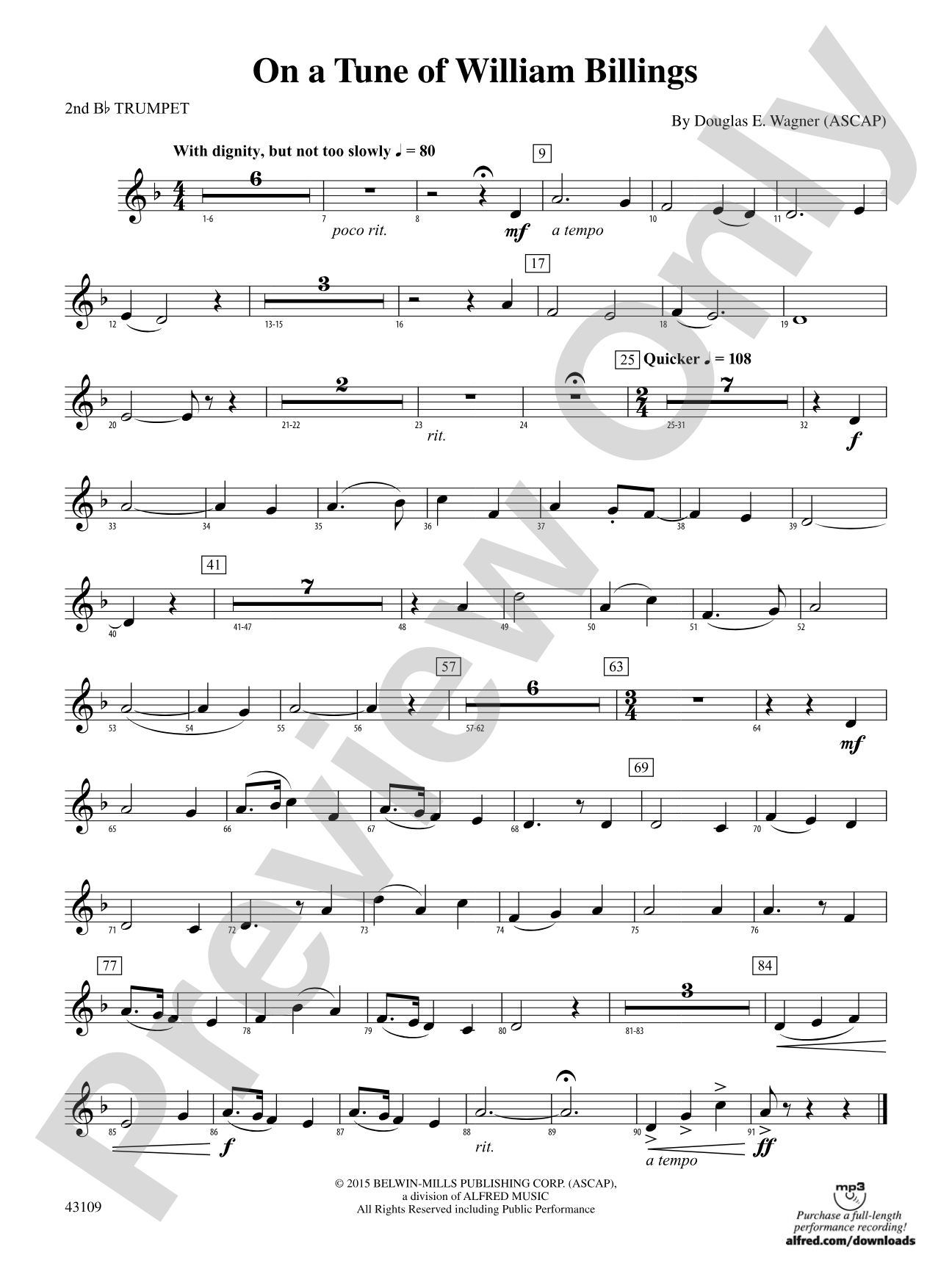 On a Tune of William Billings: 2nd B-flat Trumpet