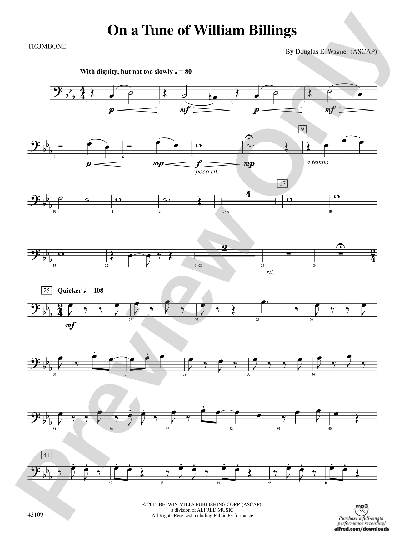 On a Tune of William Billings: 1st Trombone