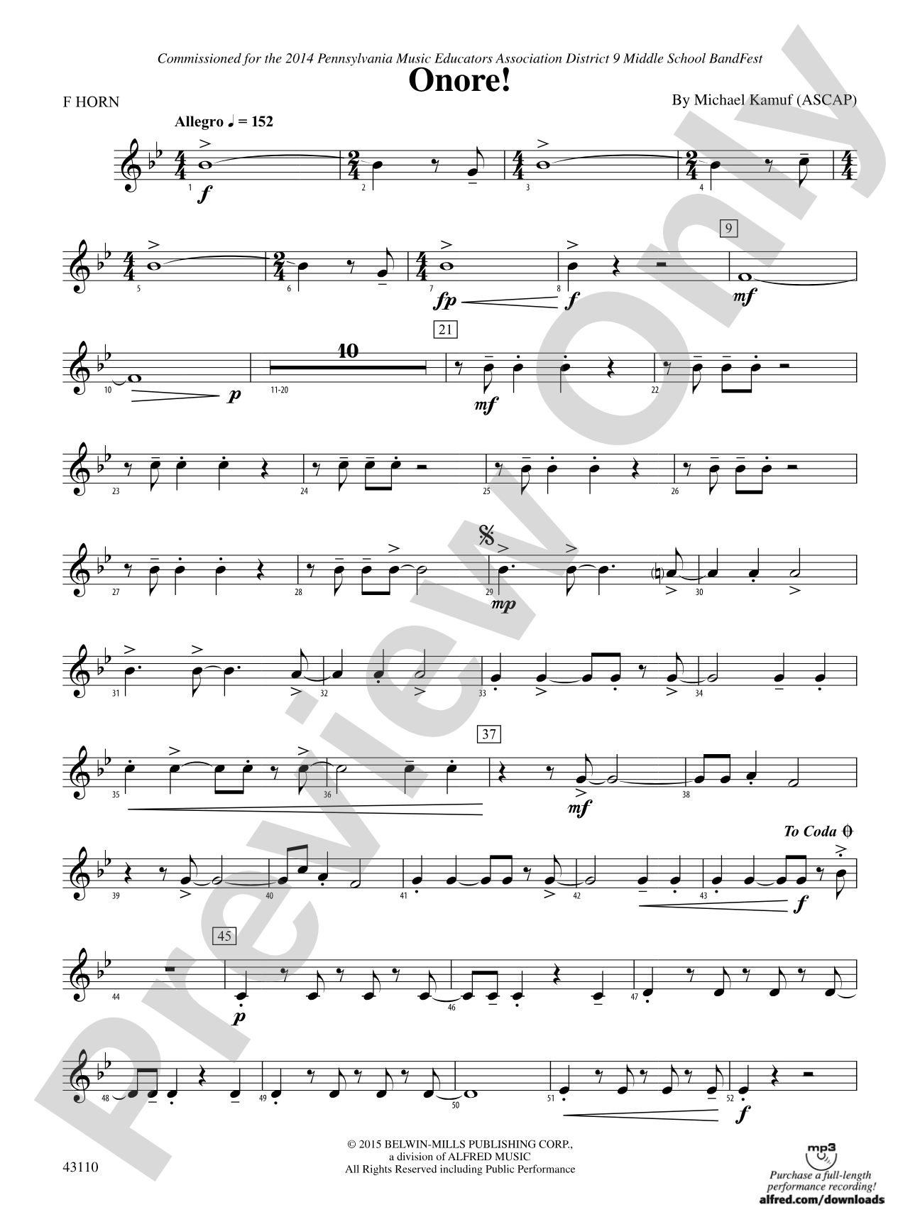 Onore!: 1st F Horn