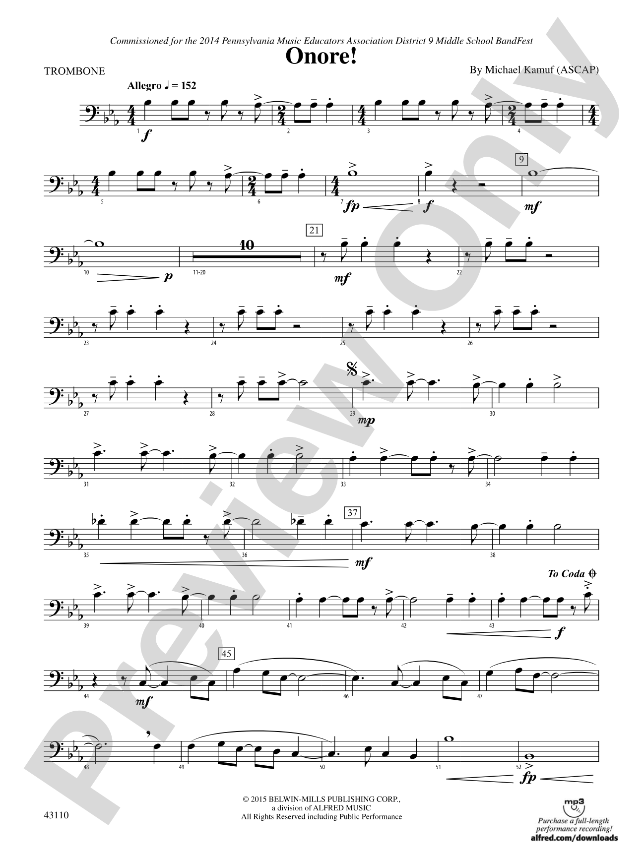 Onore!: 1st Trombone