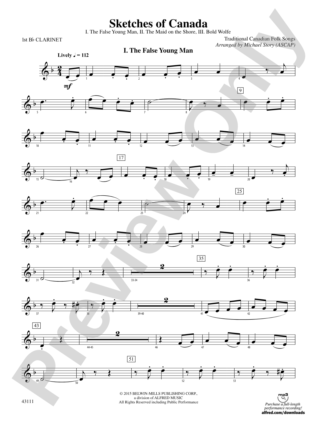 Sketches of Canada: 1st B-flat Clarinet