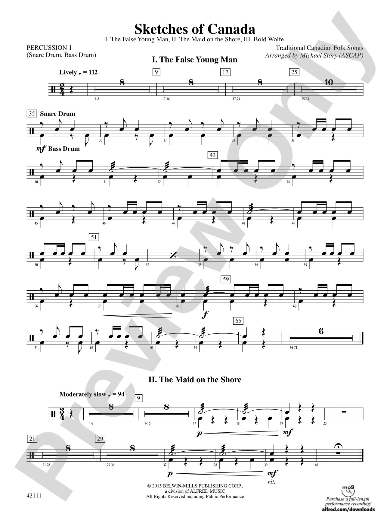 Sketches of Canada: 1st Percussion