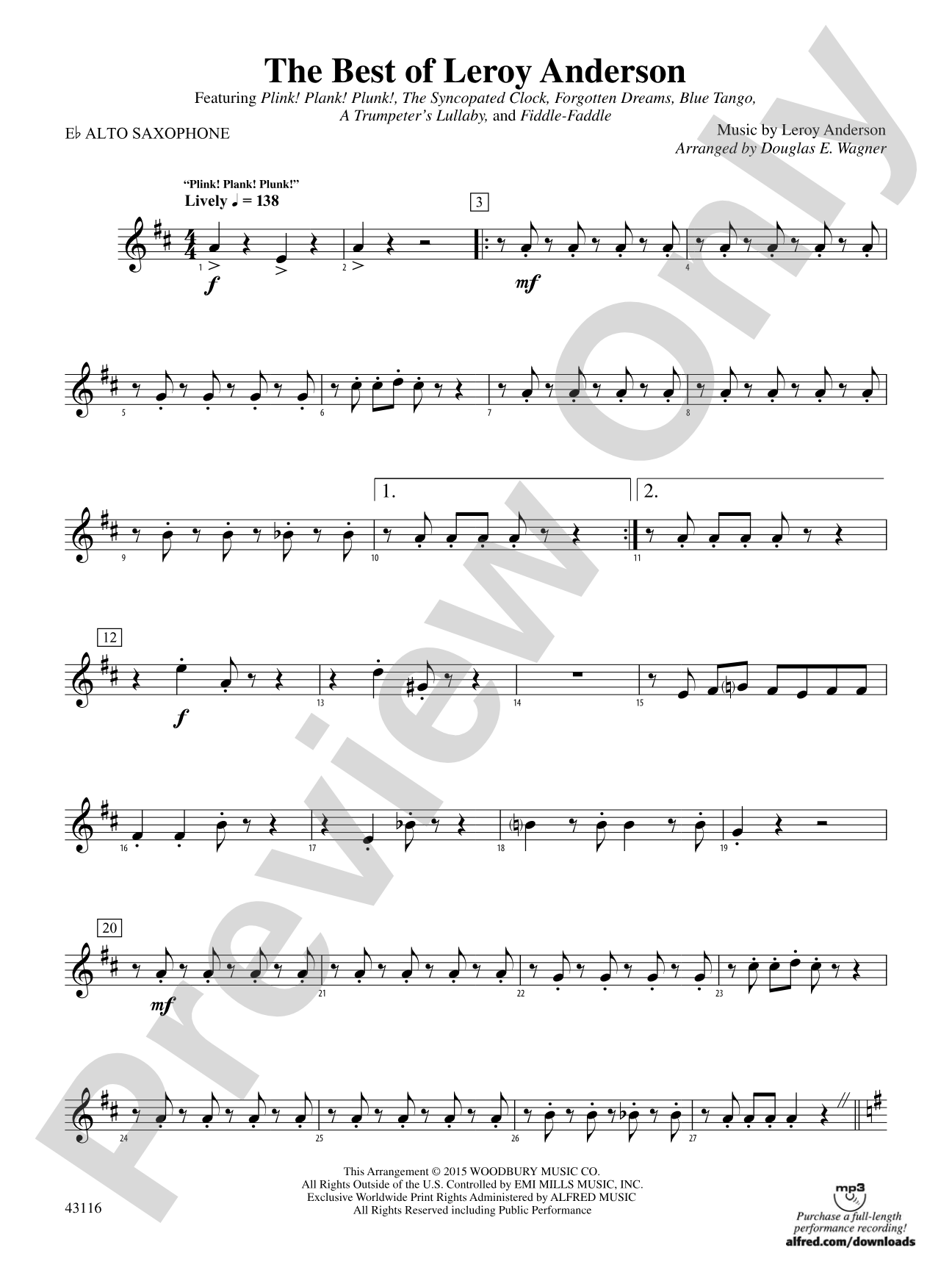 The Best of Leroy Anderson: E-flat Alto Saxophone
