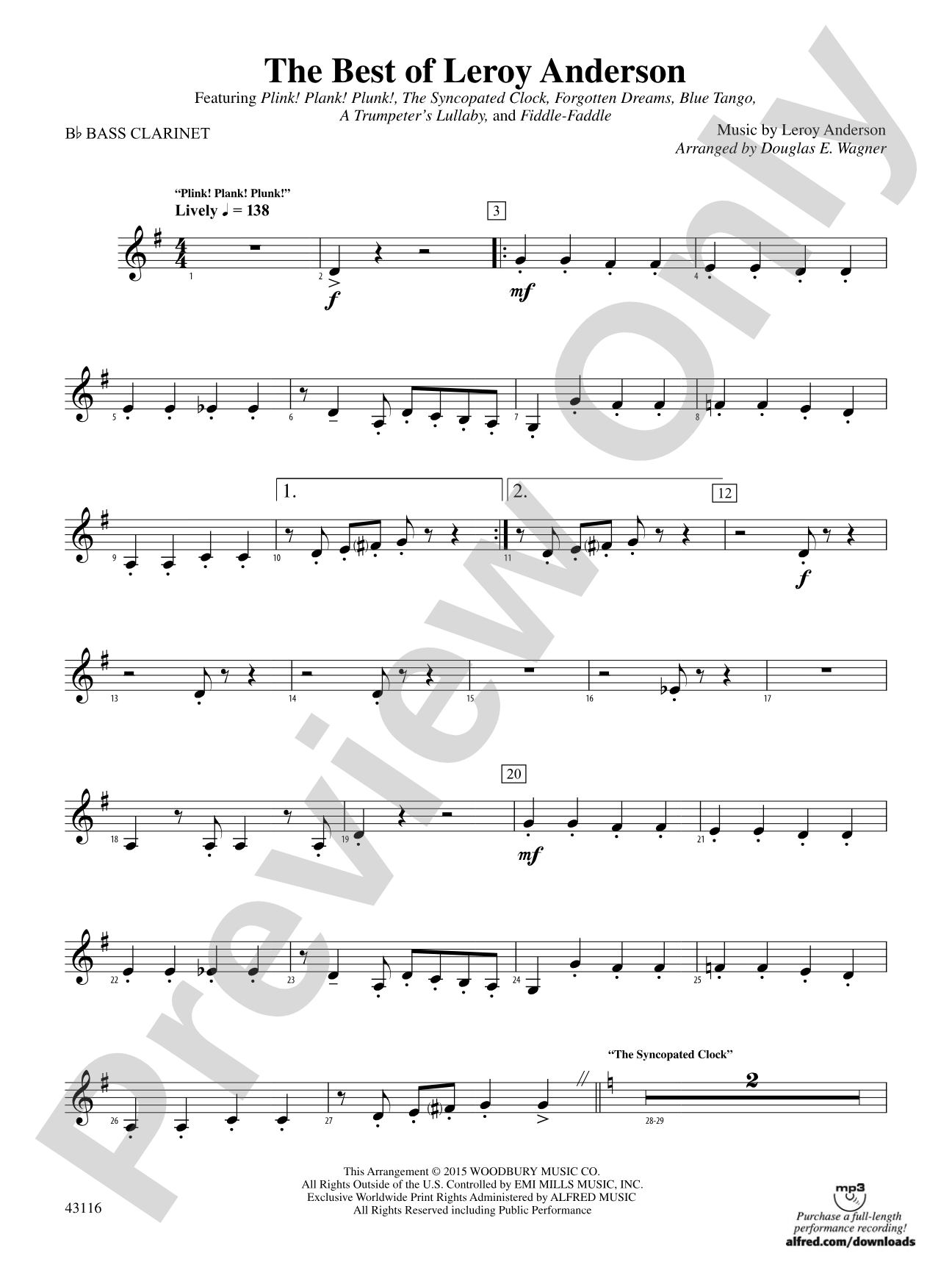 The Best of Leroy Anderson: B-flat Bass Clarinet