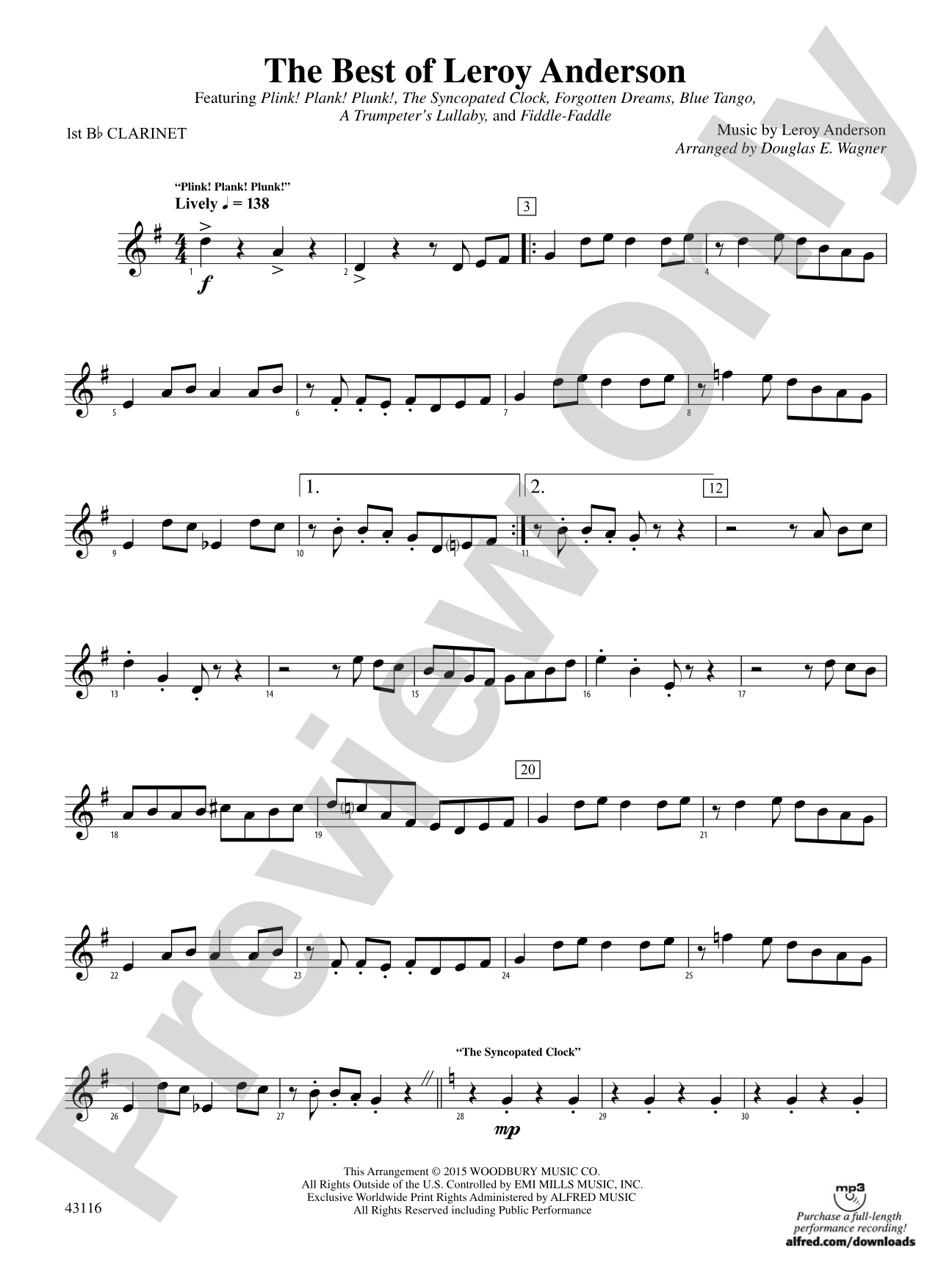 The Best of Leroy Anderson: 1st B-flat Clarinet