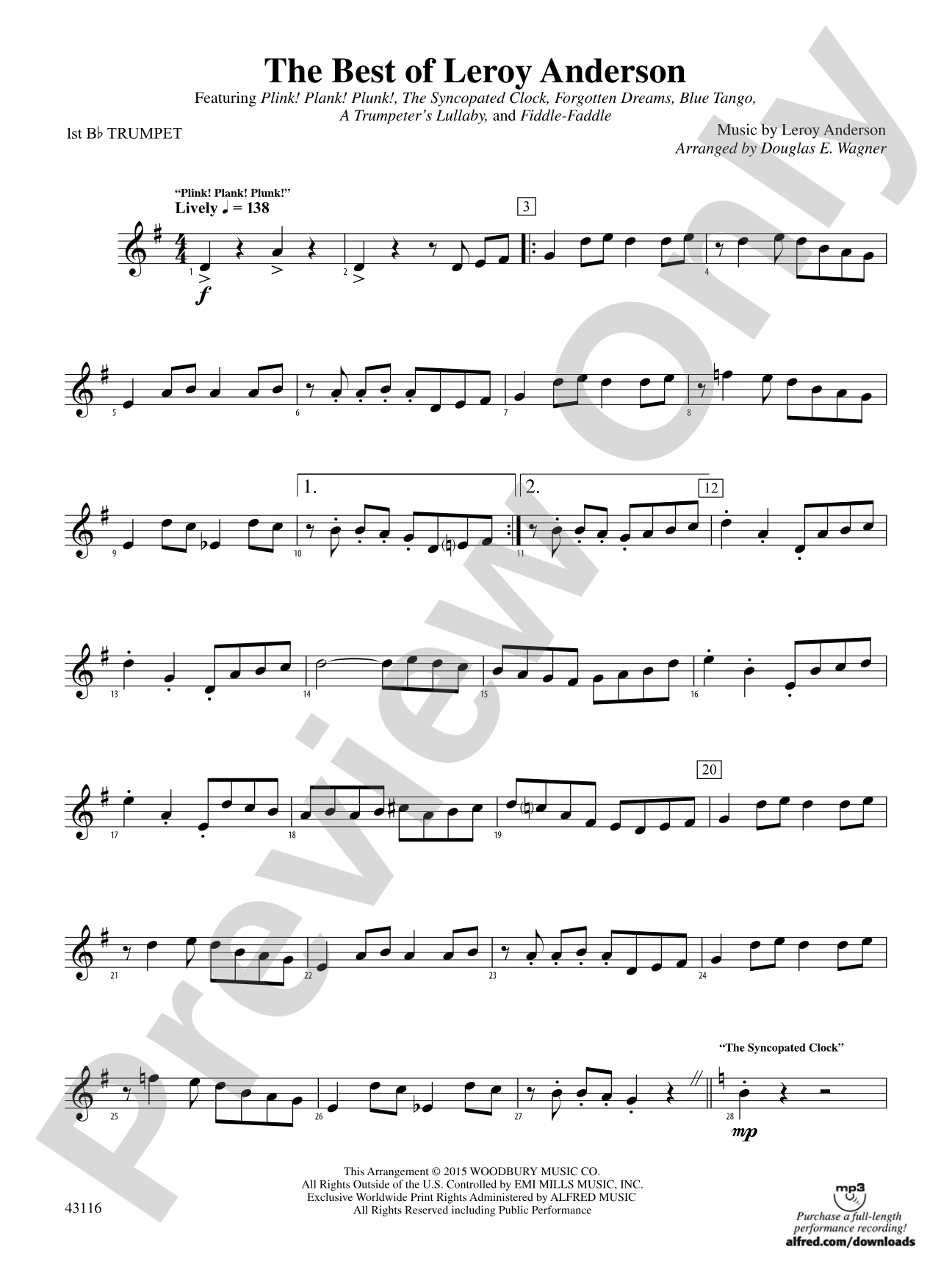 The Best of Leroy Anderson: 1st B-flat Trumpet