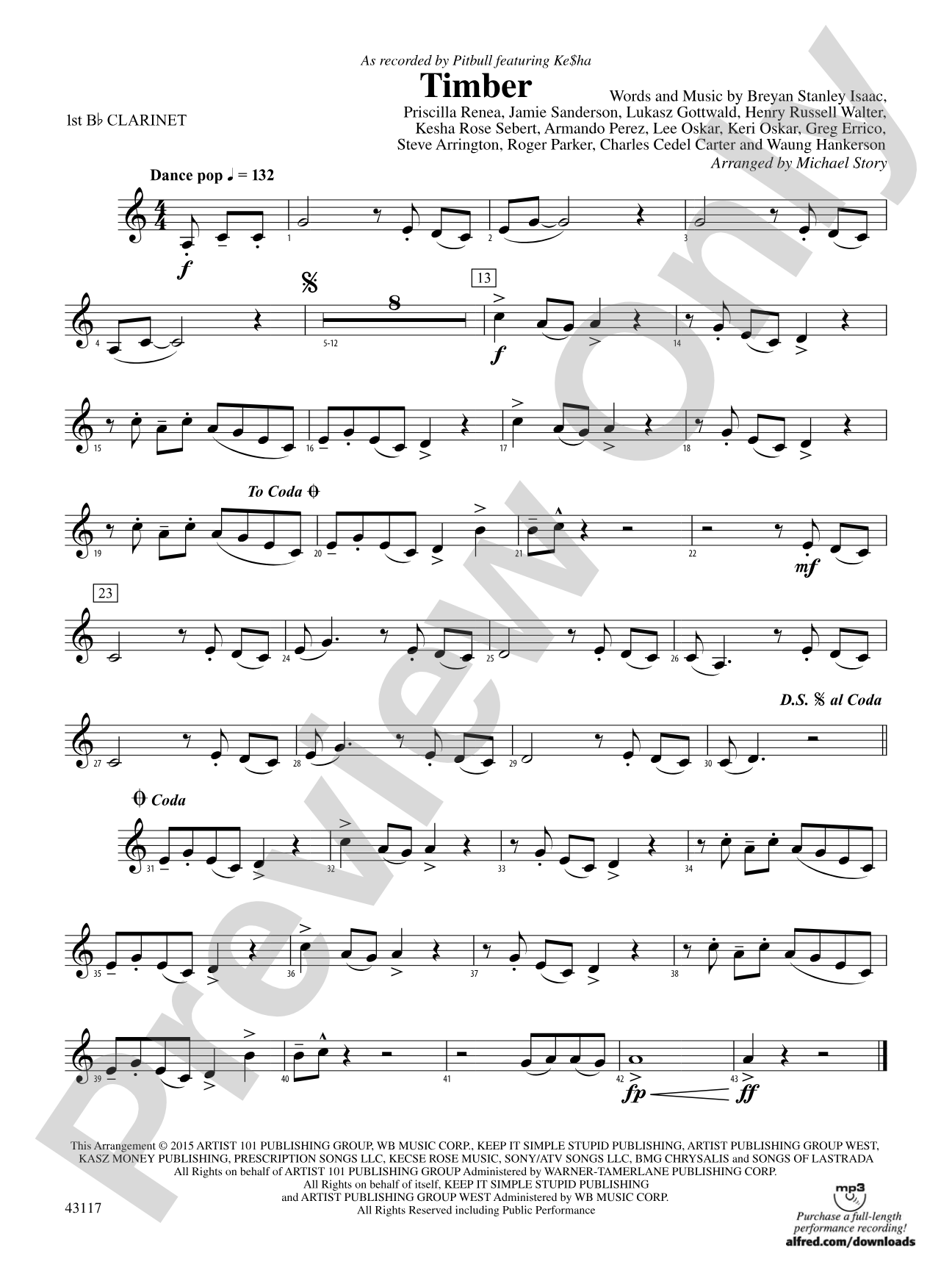 Timber: 1st B-flat Clarinet