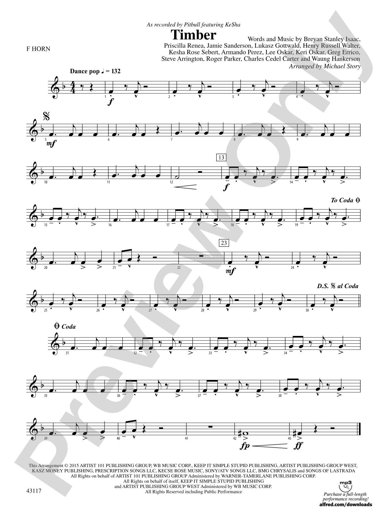 Timber: 1st F Horn