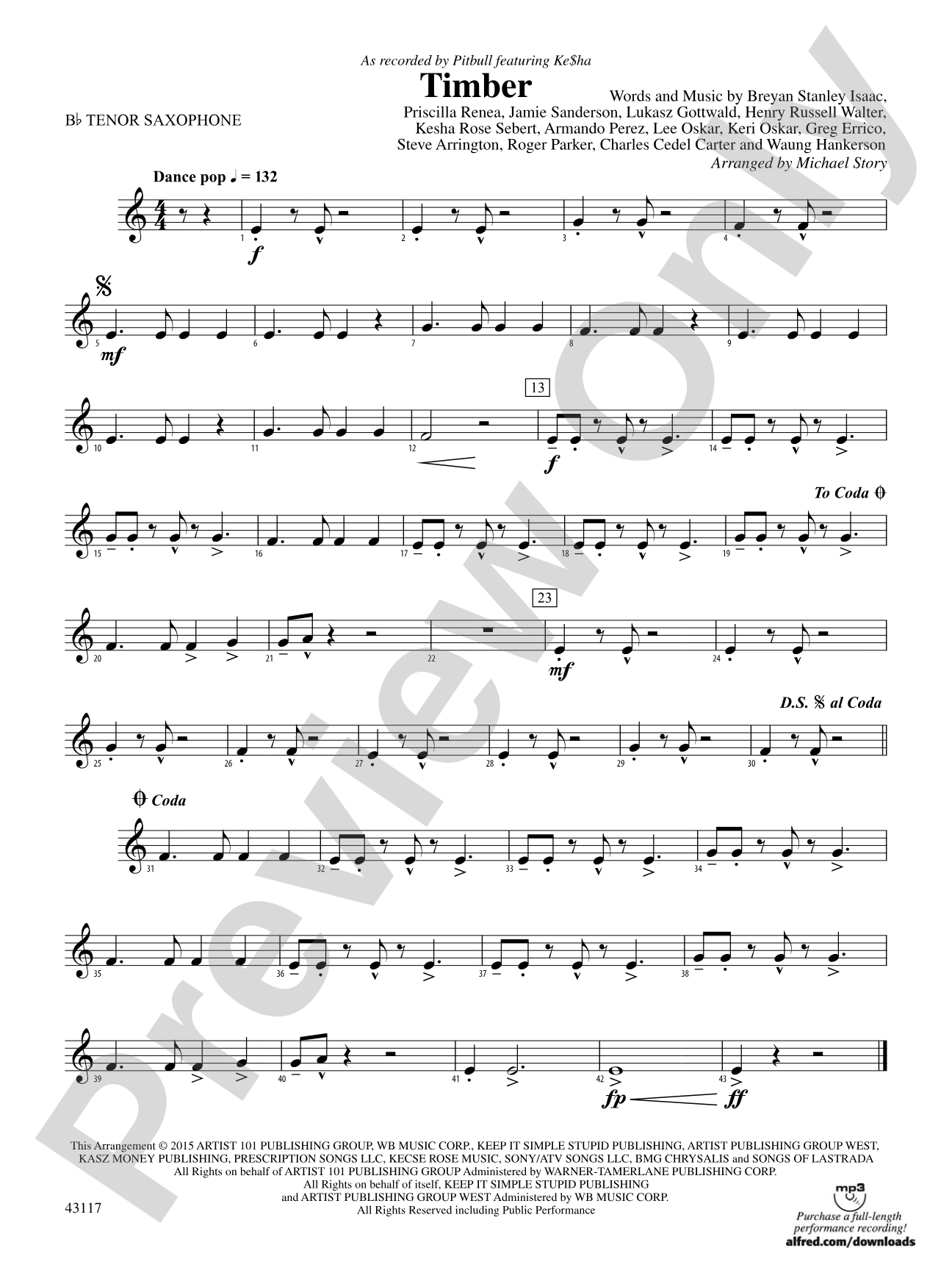 Timber: B-flat Tenor Saxophone