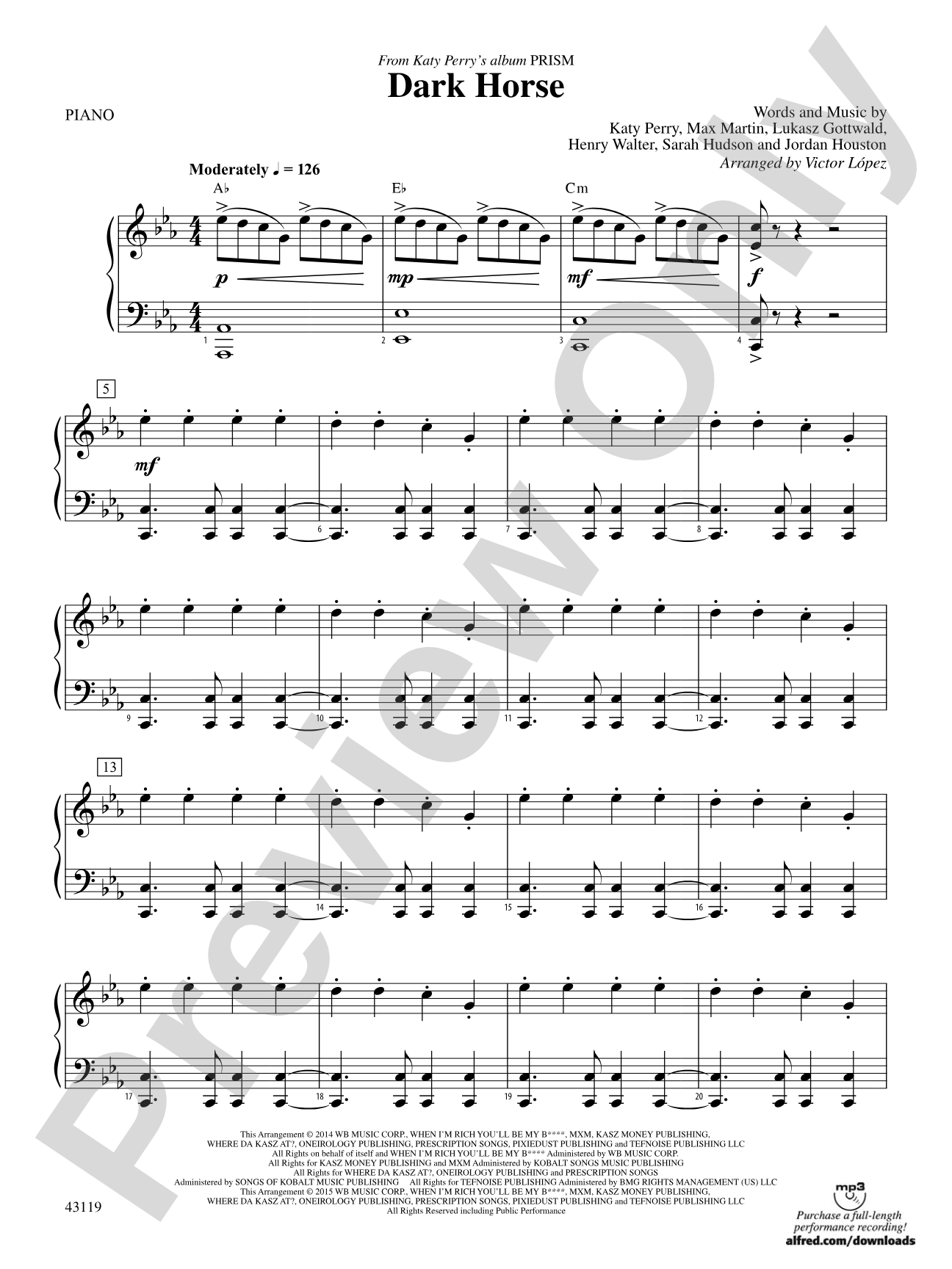 Dark Horse: Piano Accompaniment