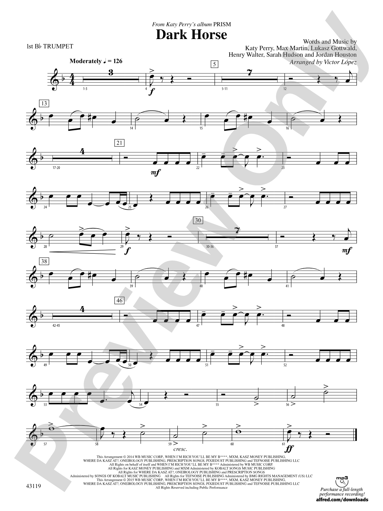 Dark Horse: 1st B-flat Trumpet